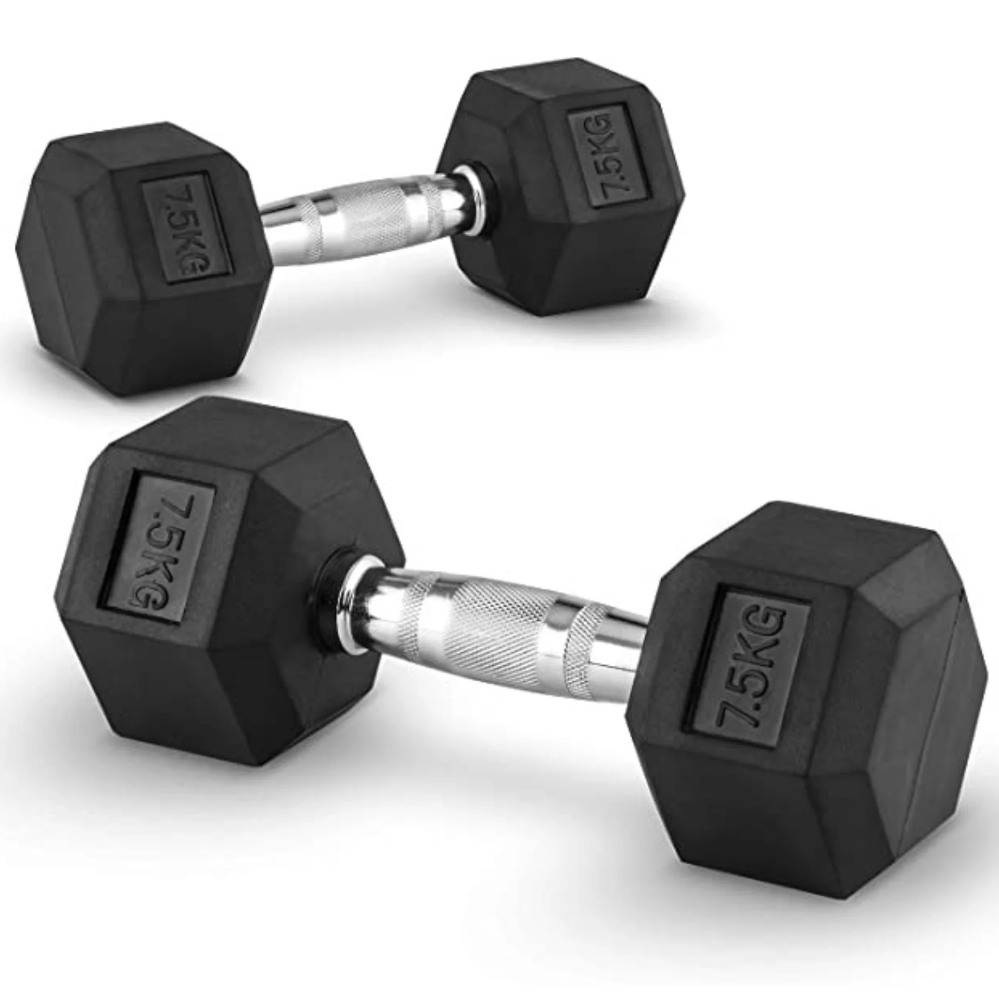 Awiku 7,5kg Hexagonal dumbbell with rubber coating and chrome handle-7,5kg dumbbell-hex dumbbell for home gym