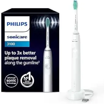 Cepillo Sonicare Serie 3100. Un modo de limpieza, 1 nivel de intensidad en blanco. Viene con 1 cabezal (Proresults limpieza antiplaca conectado C1) y un cargador
