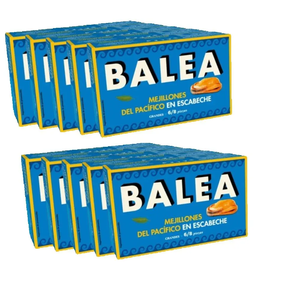 10 LATAS MEJILLONES NUEVA ZELANDA GRANDES EN ESCABECHE 6/8 PIEZAS. 115G CADA LATA-EXQUISITO SABOR Y GRAN CALIDAD.