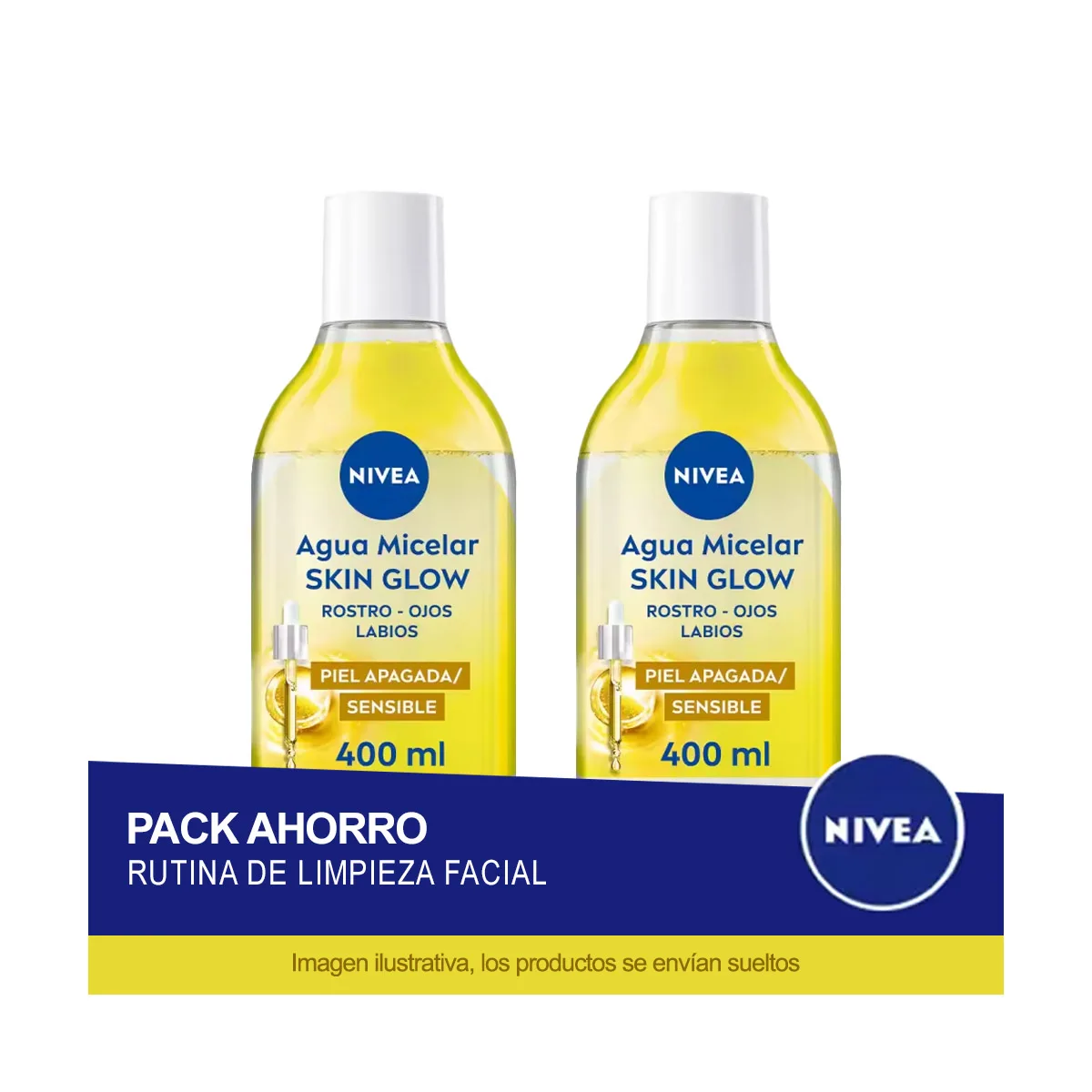NIVEA Pack ahorro - Agua Micelar con Sérum Skin Glow 2 x 400ml