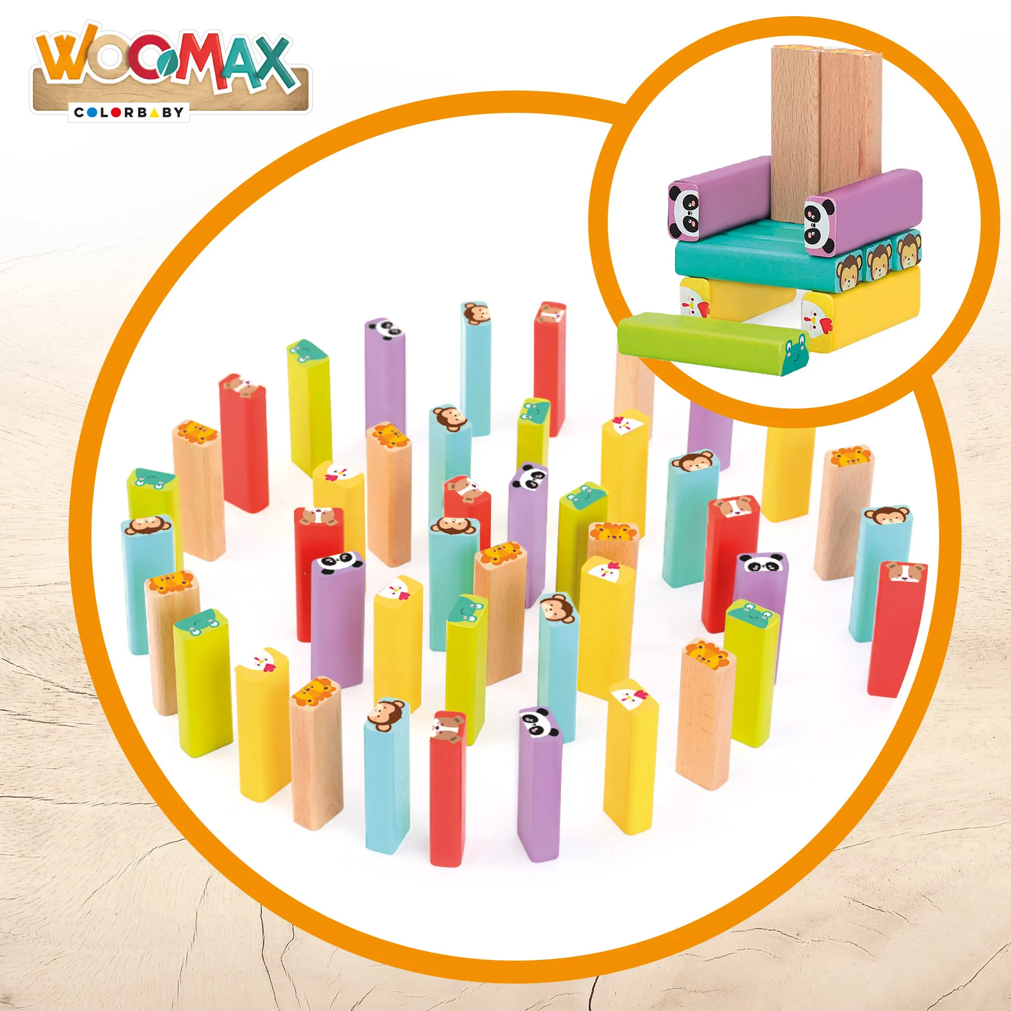 Woomax Wooden Animal Blocks Game, educational board game for 2 players, made of quality wood, ideal for children's fun and learning, perfect for family entertainment and game nights. #5