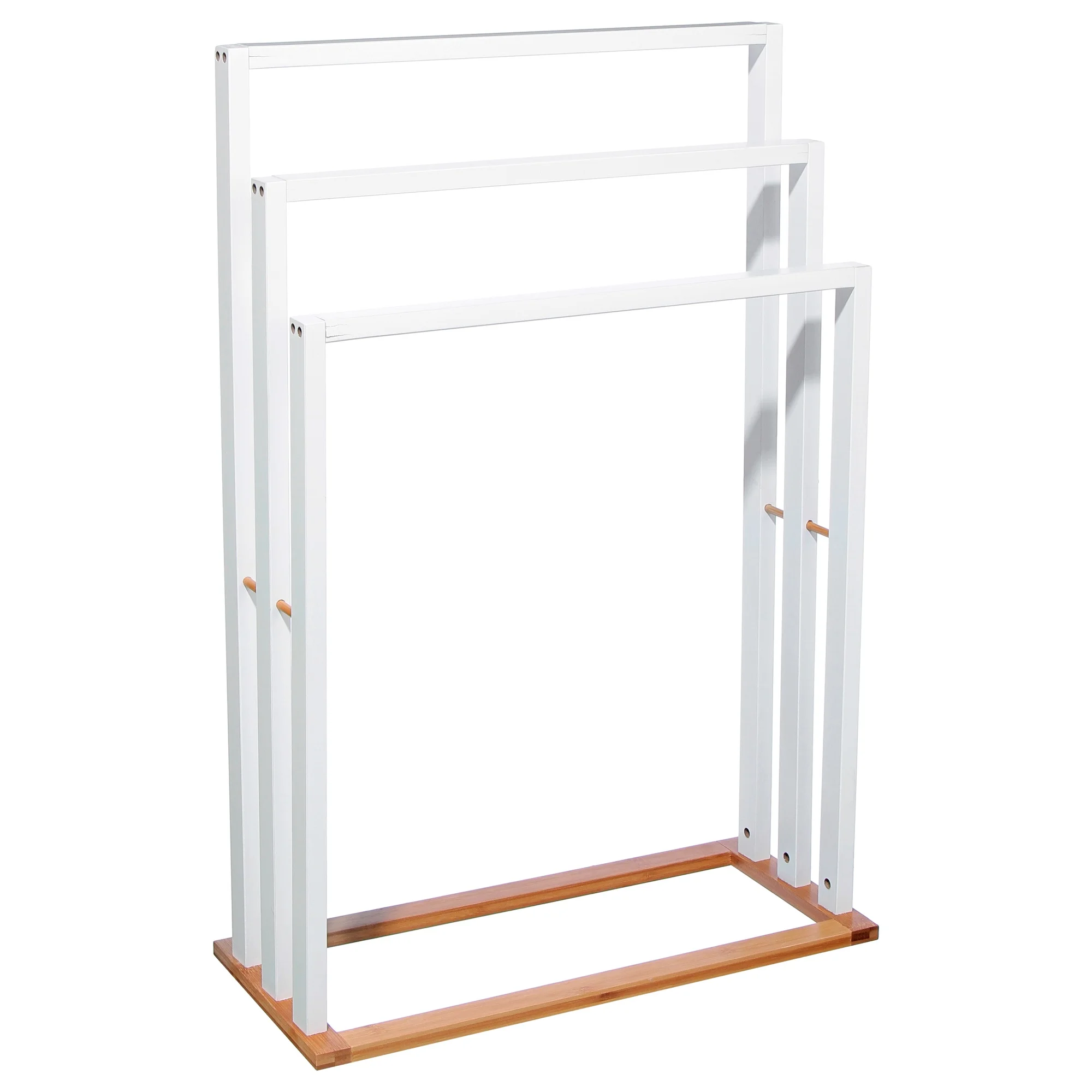 Toallero de Pie de Bambú Blanco - Fabricado en Mdf/bambú/mdf - Dimensiones: 55x24x82