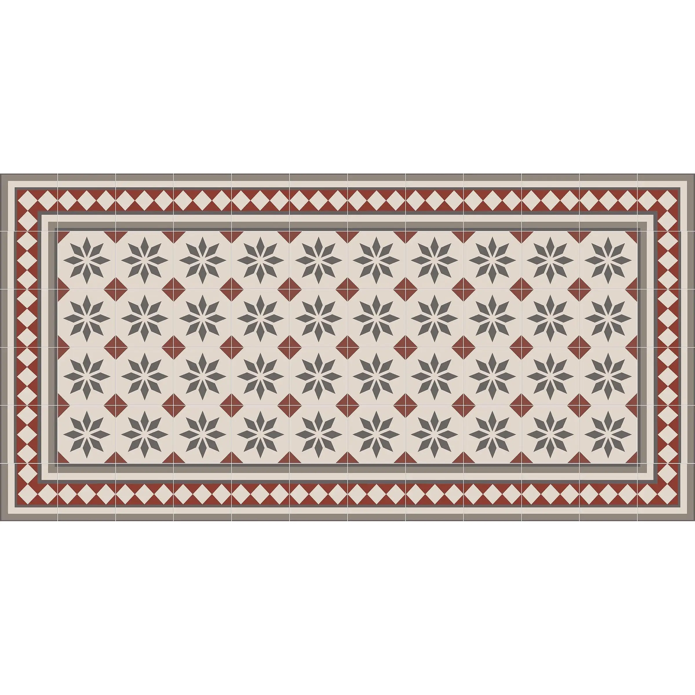 Viniliko, Alfombra de vinilo de alta calidad, modelo Jolie, estilo baldosas vintage, disponible en medidas 50x100
