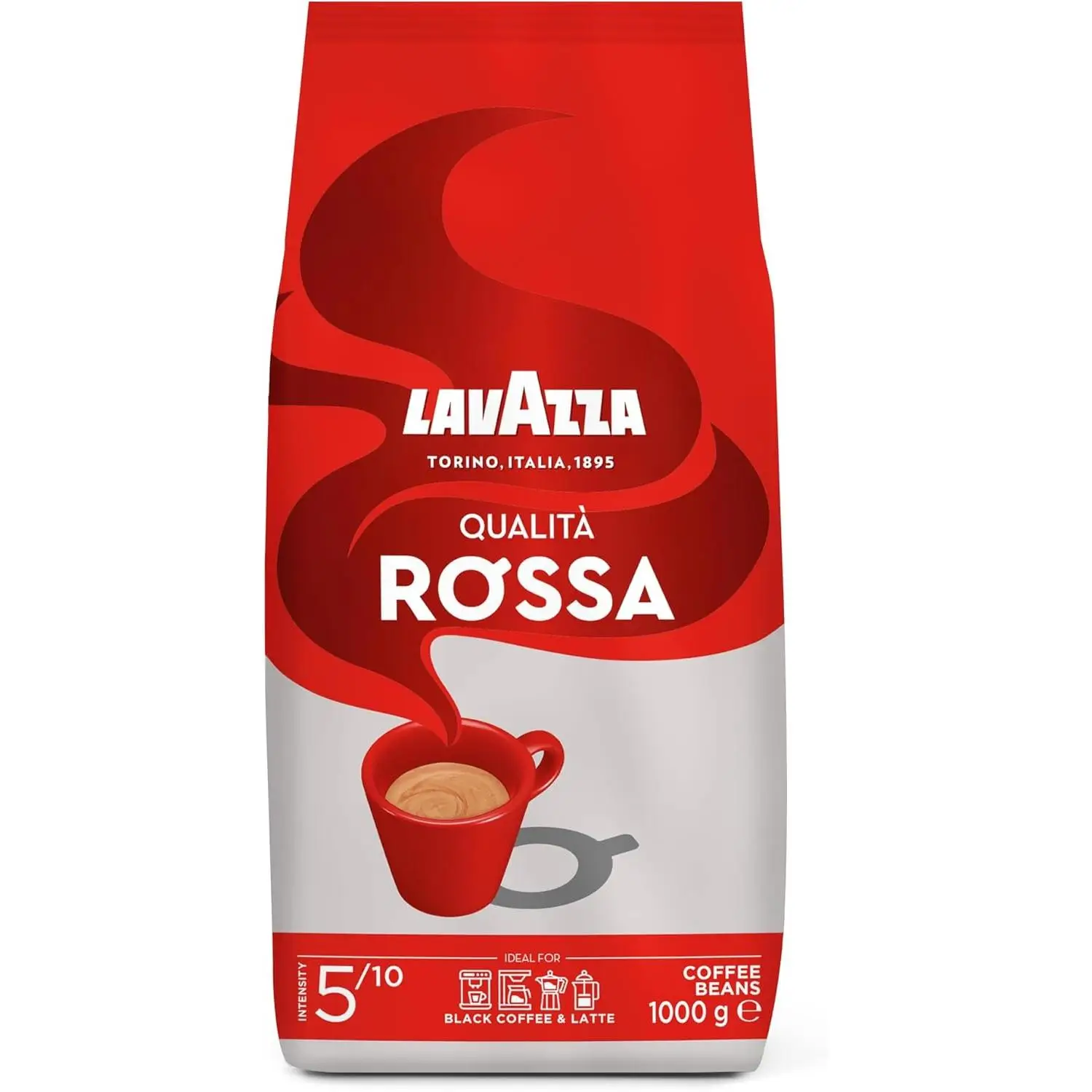 Lavazza Crema e Aroma - Café en Grano entero 1 kg Marrón-Lavazza Café Qualita Rossa Café en Grano 1kg