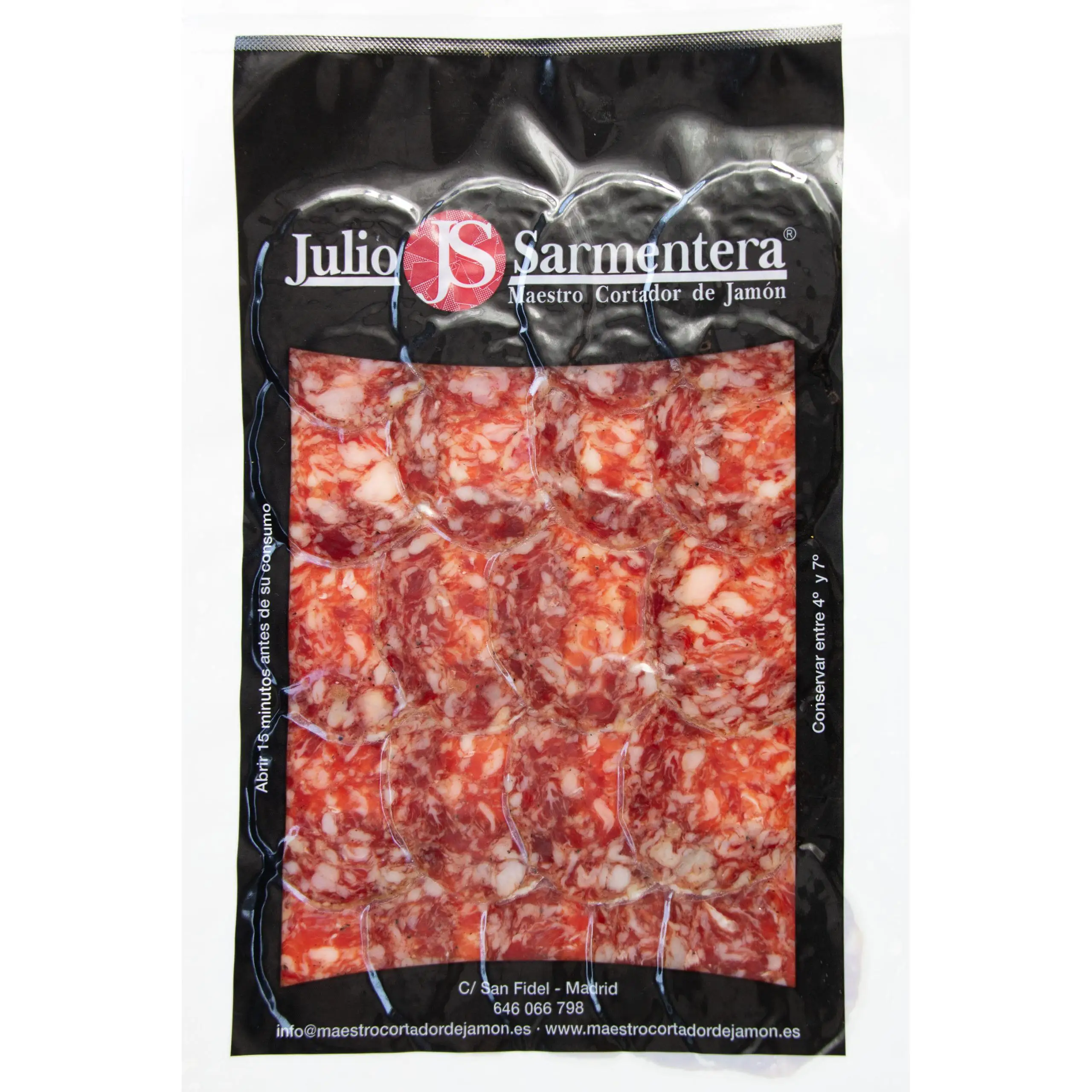 Jamones Julio Sarmentera -Lote de 3 paquetes de salchichón ibérico de bellota - salchichón ibérico loncheado envasado