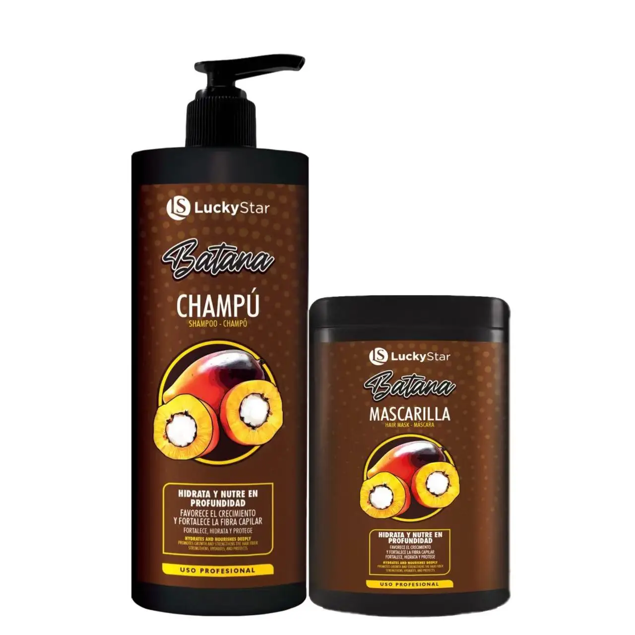 PACK BATANA LUCKYSTAR ,CHAMPU 1000 ML + MASCARILLA 1000 ML