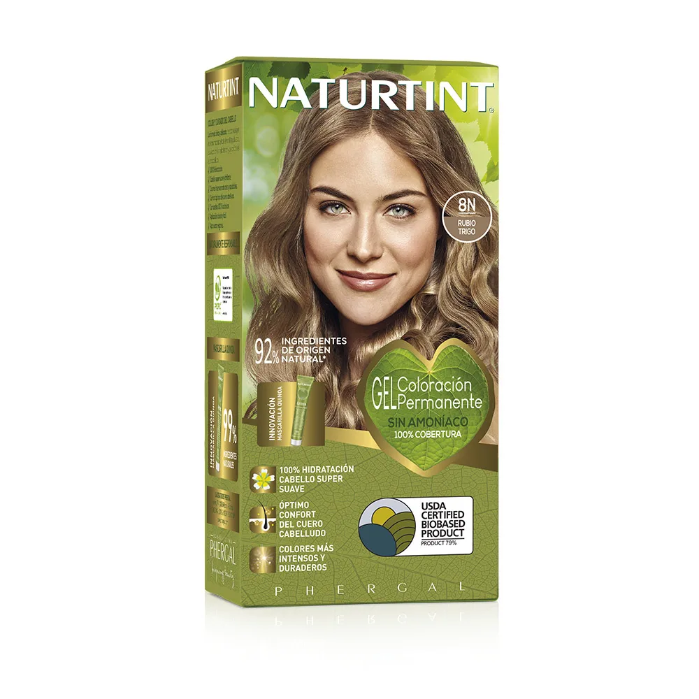 Naturtint – Tinte Permanente 8N Rubio Trigo Sin Amoníaco con Quinoa y Aceites Naturales Cobertura Total de Canas