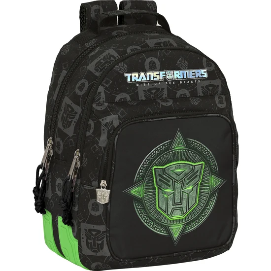 SAFTA - TRANSFORMERS Double Adaptable Backpack for Trolley, designed with patented anti-fray rubber corners for enhanced durability, large compartments, and ergonomic shoulder straps, perfect for school and travel. - Product Main Image