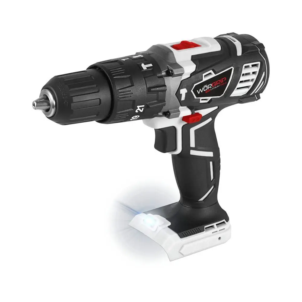Taladro Percutor WORGRIP 20V – Maletín rígido incluido - Luz LED integrada - Mango antideslizante