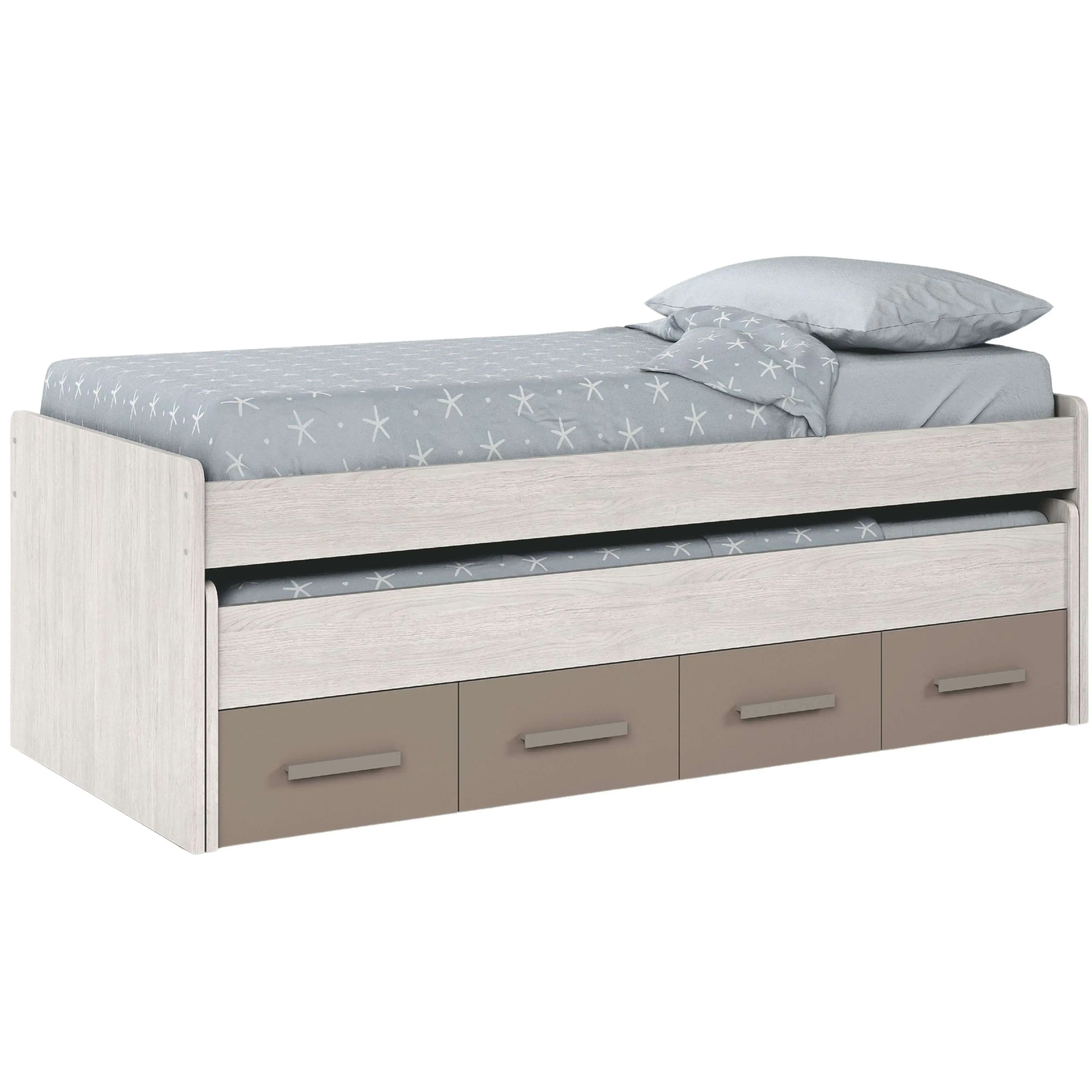 Miroytengo Cama Nido Infantil Juvenil con cajones Basalto y blanco alpes 198x69x96 cm
