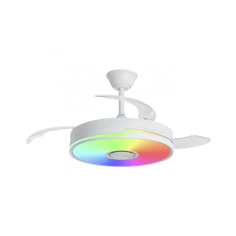LEDSTOREPLUS Ventilador de Techo LED 54W CCT+RGB Blanco DC Ultra Silencioso con Mando a Distancia y Palas Retráctiles Verano / Invierno MIMOTEC