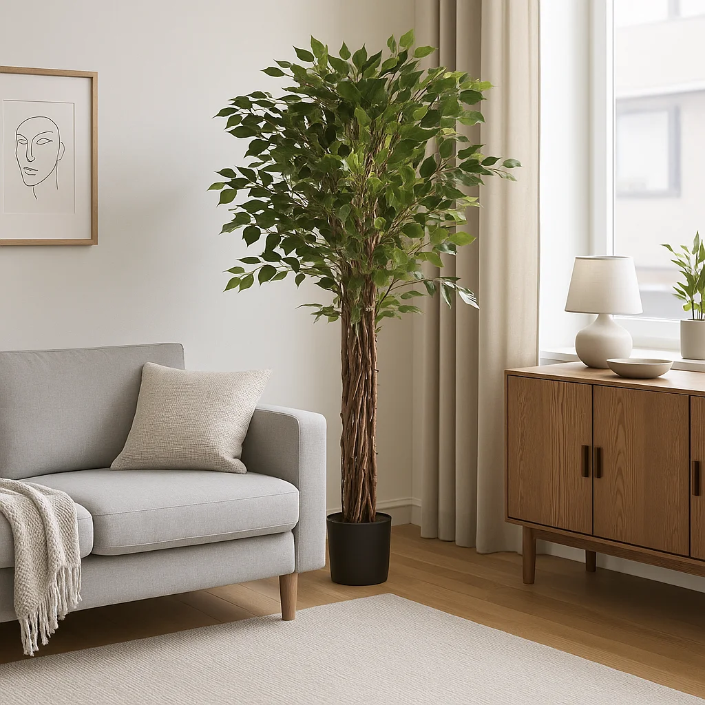 Poenia Arte Floral - Planta Ficus Artificial 180Cm - Ref 631336 - Realista - Planta Decorativa De Interior Y Exterior - Tronco Natural - Decoración Para Hogar Y Oficina - Sin Mantenimiento