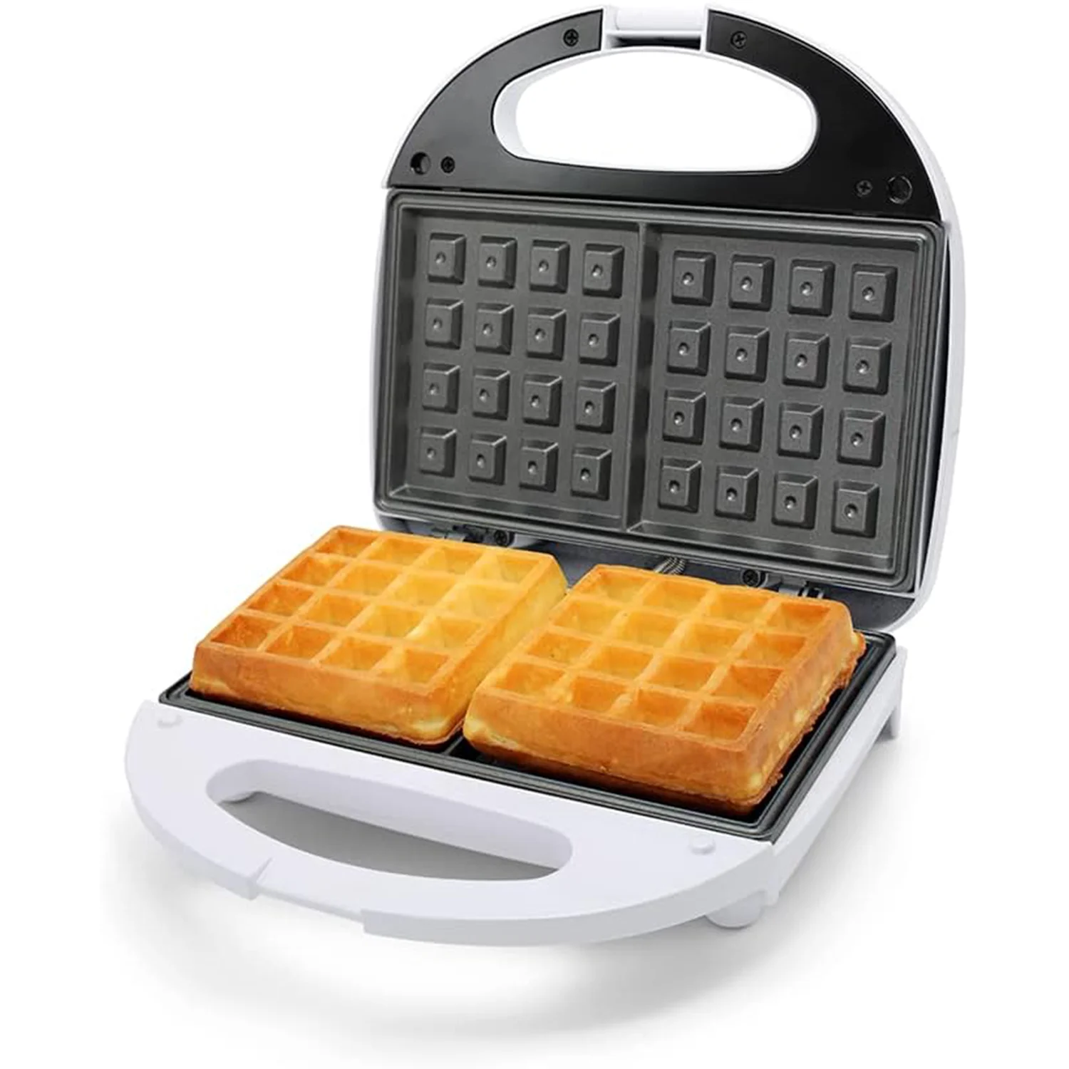 Gofrera Eléctrica, Plancha para Waffles de 750w, Tostadora con Revestimiento Antiadherente de Fácil Limpieza, Indicador LED, Exterior Frío al Tacto, Patas de Plástico Antideslizantes