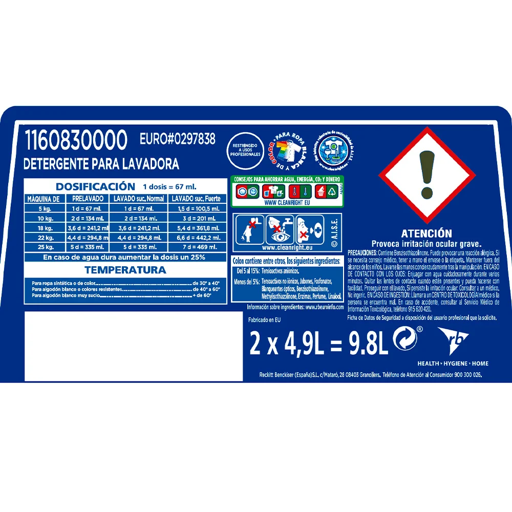 Colon original professional liquid laundry detergent 9.8l 146 washes