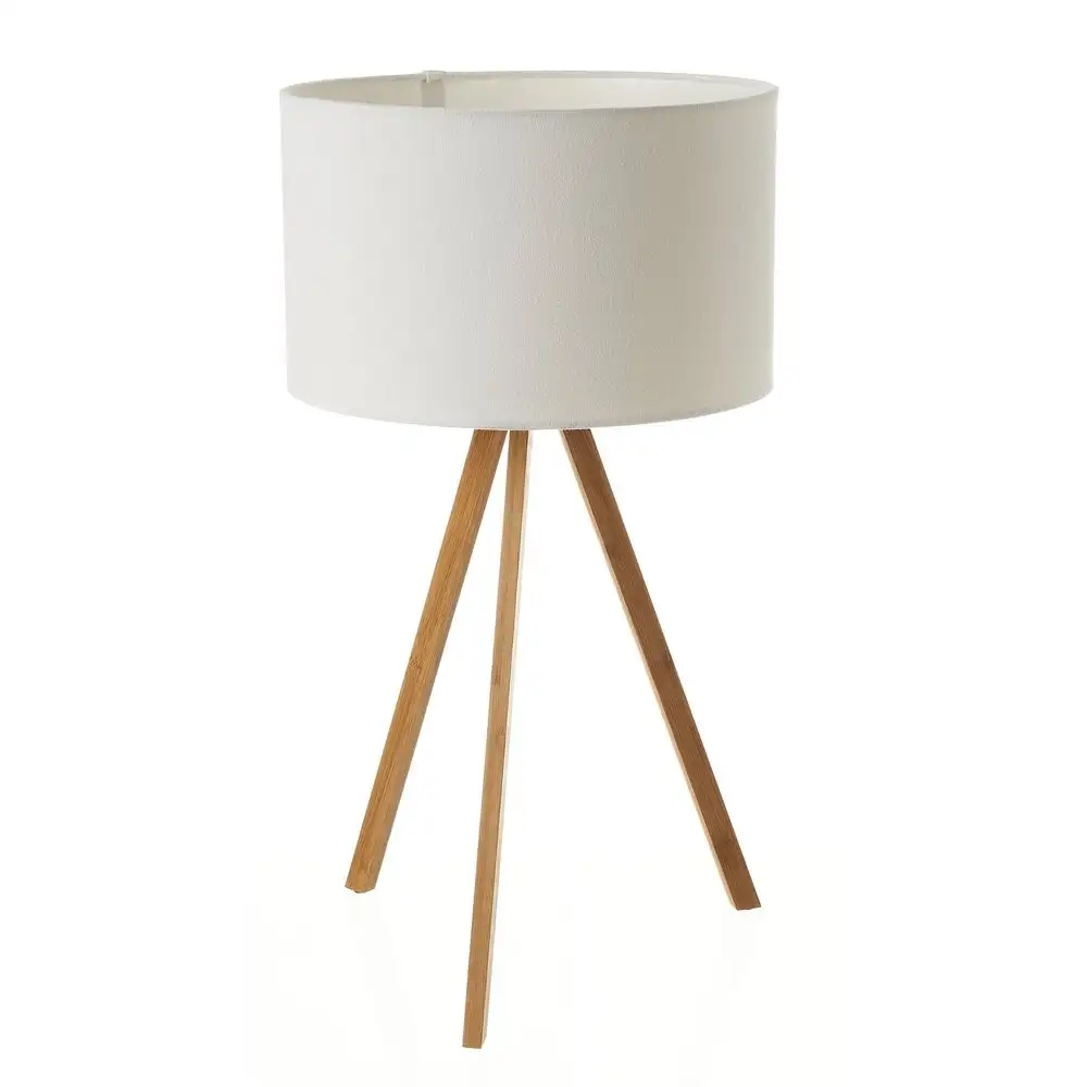 Lola Home Lámpara de mesa trípode de bambú natural de Ø 30x55 cm