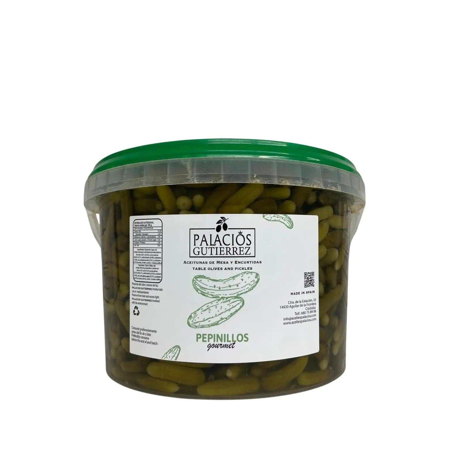 CUBO PLÁSTICO 4500 GRAMOS PEPINILLOS PALACIOS GUTIERREZ I PALACIOS GUTIERREZ