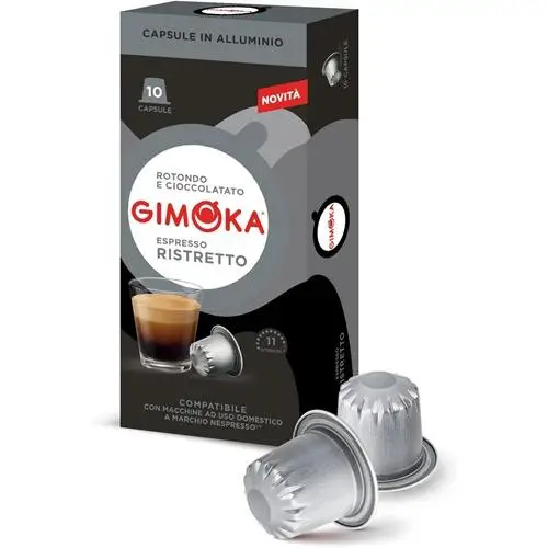 Cápsulas Aluminio - Compatible Para Nespresso Gimoka - 10 Cápsulas - Sabor RISTRETTO - Resistencia 11 - Made In Italy