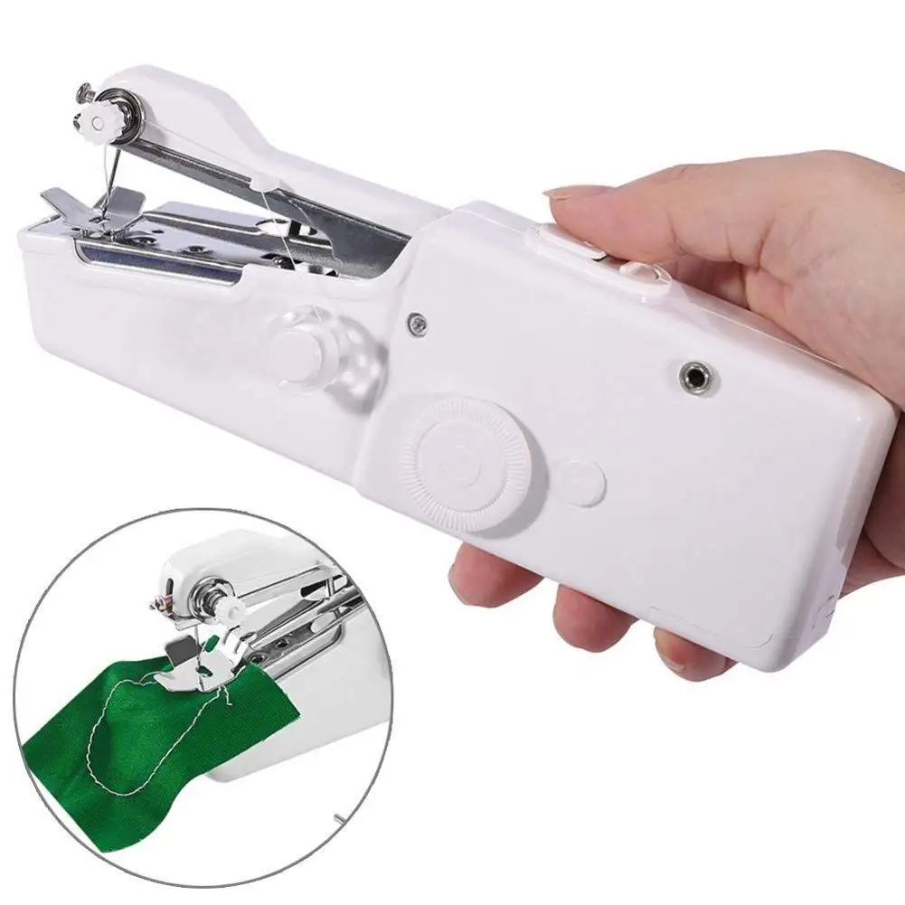 Máquina de Coser Portátil a Mano, Rápida y Fiable, Fácil de Usar y Transportar, 4 pilas AAA, Apto para Todos los Tejidos, Ideal para Reparaciones Rápidas, Contenido: 1 Aguja, 1 Eje, 1 Enhebador de