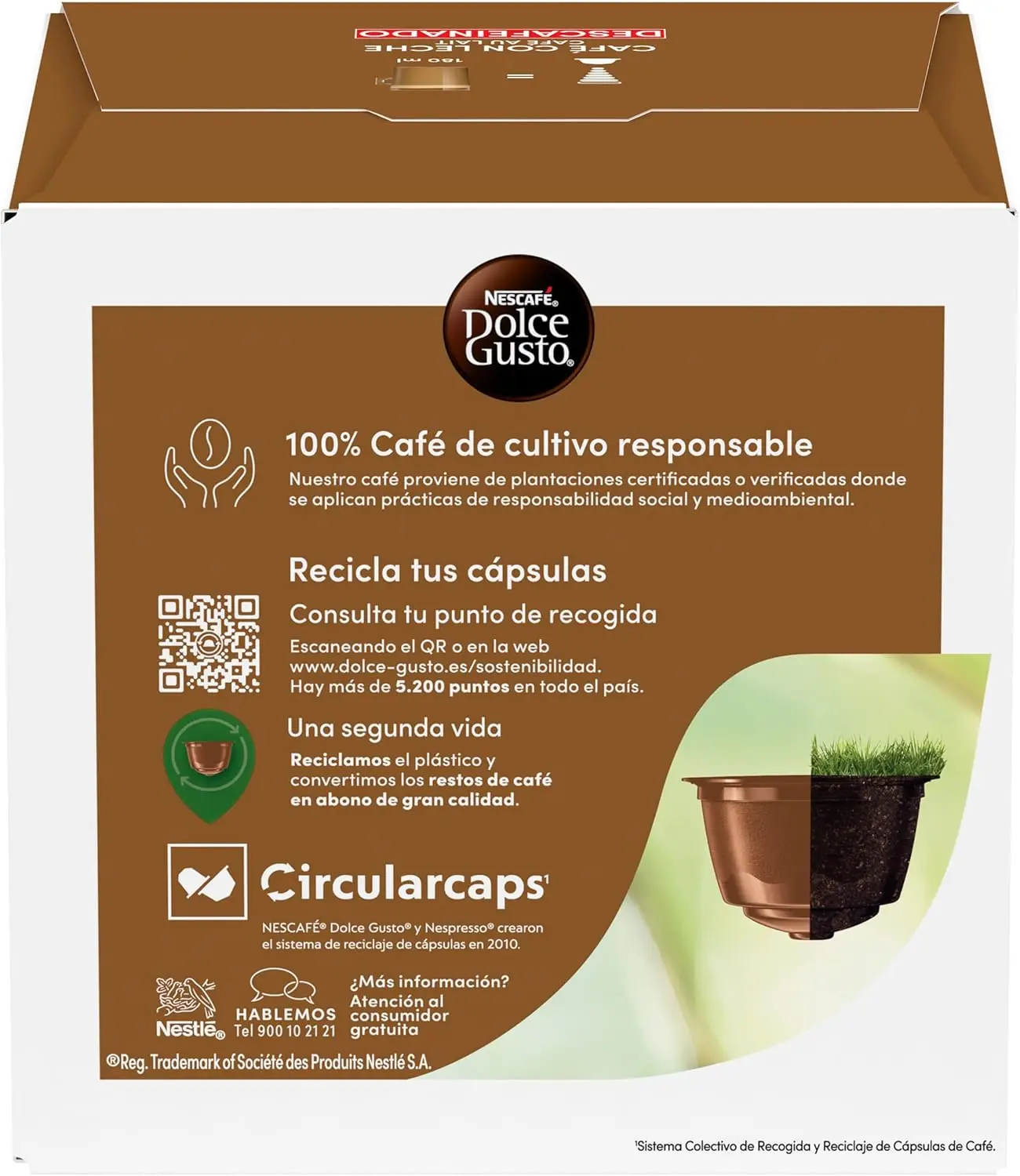 Nescafé dolce gusto decaffeinated milk coffee, (pack 3 x16) total 48 capsules