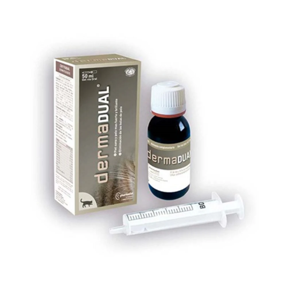 Dermadual Piel y Pelaje Sano Gatos PHARMADIET - Envase con Jeringa 50 ml