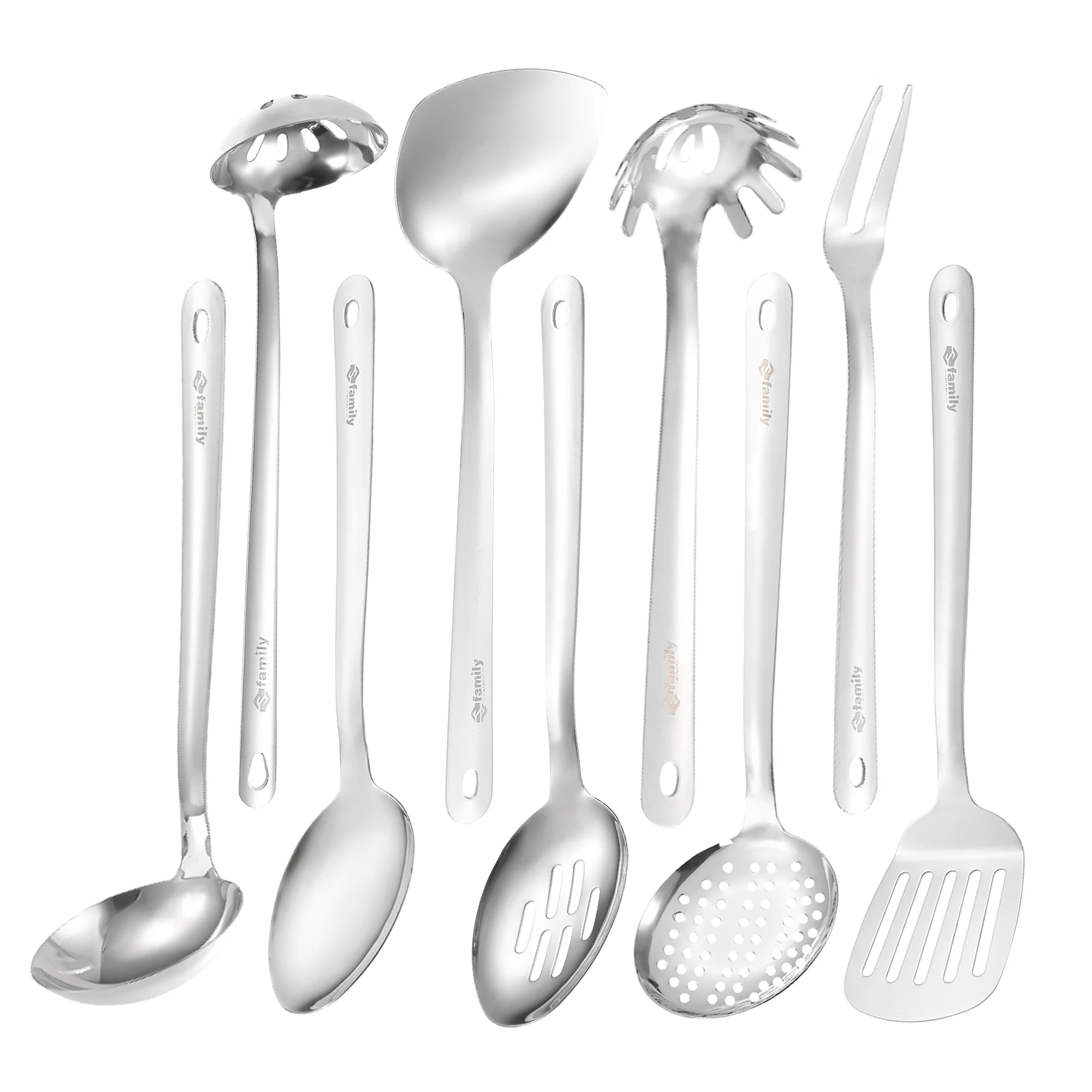 Wishes Game 9 stainless steel kitchen utensils | Set 9 kitchen utensils | Durable and durable | Ergonomic handle | Dishwasher safe