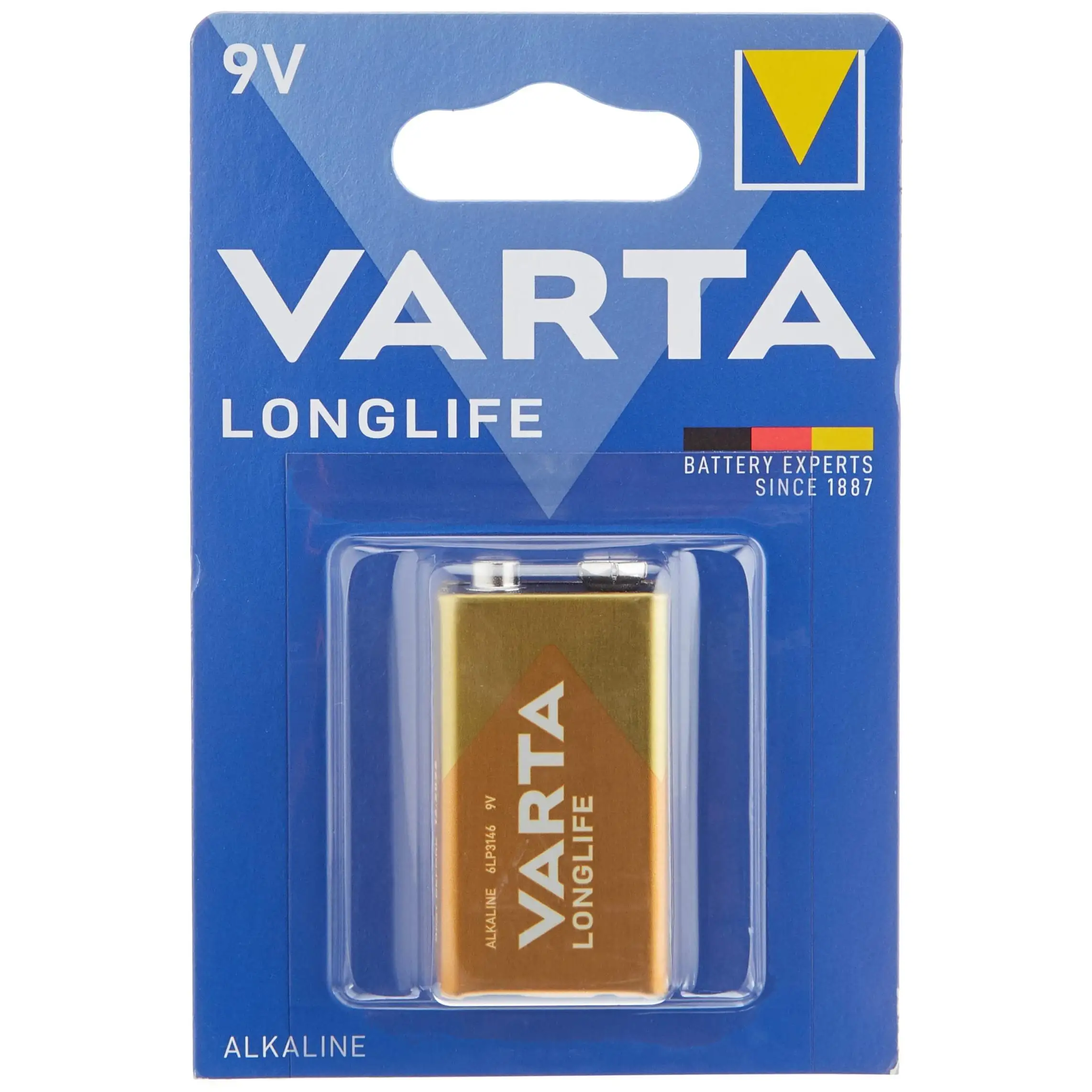 9v - 6lr61 longlife alkaline battery varta (blister 1 pc.) 26,5x17,5x48,5mm