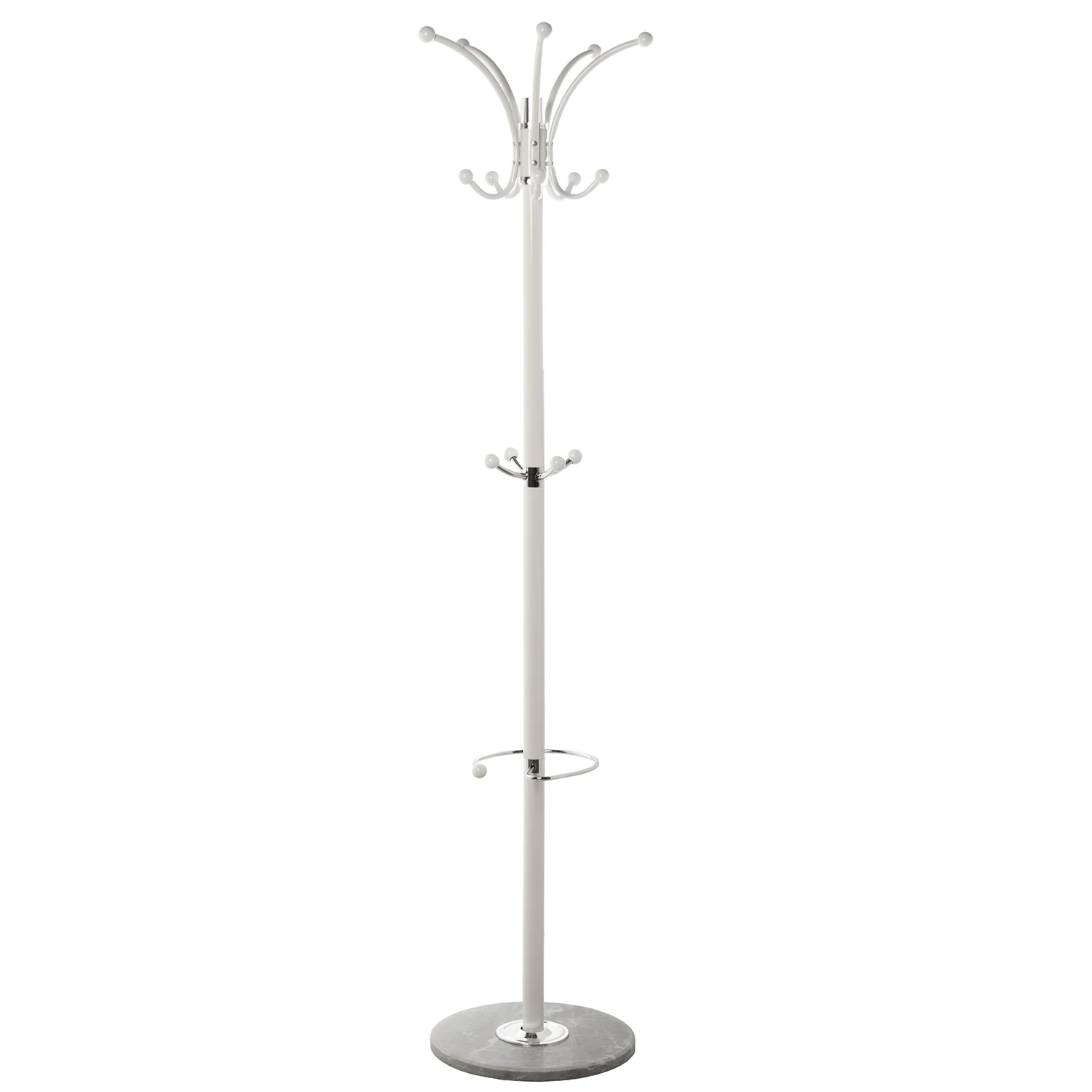 Perchero de pie metal blanco con base marmol 36x175cm