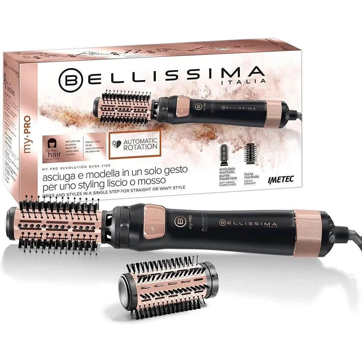 Bellissima My Pro Revolution BHS4 1100-hot air brush, automatic rotation, ionizer, 2 brushes, 1000W