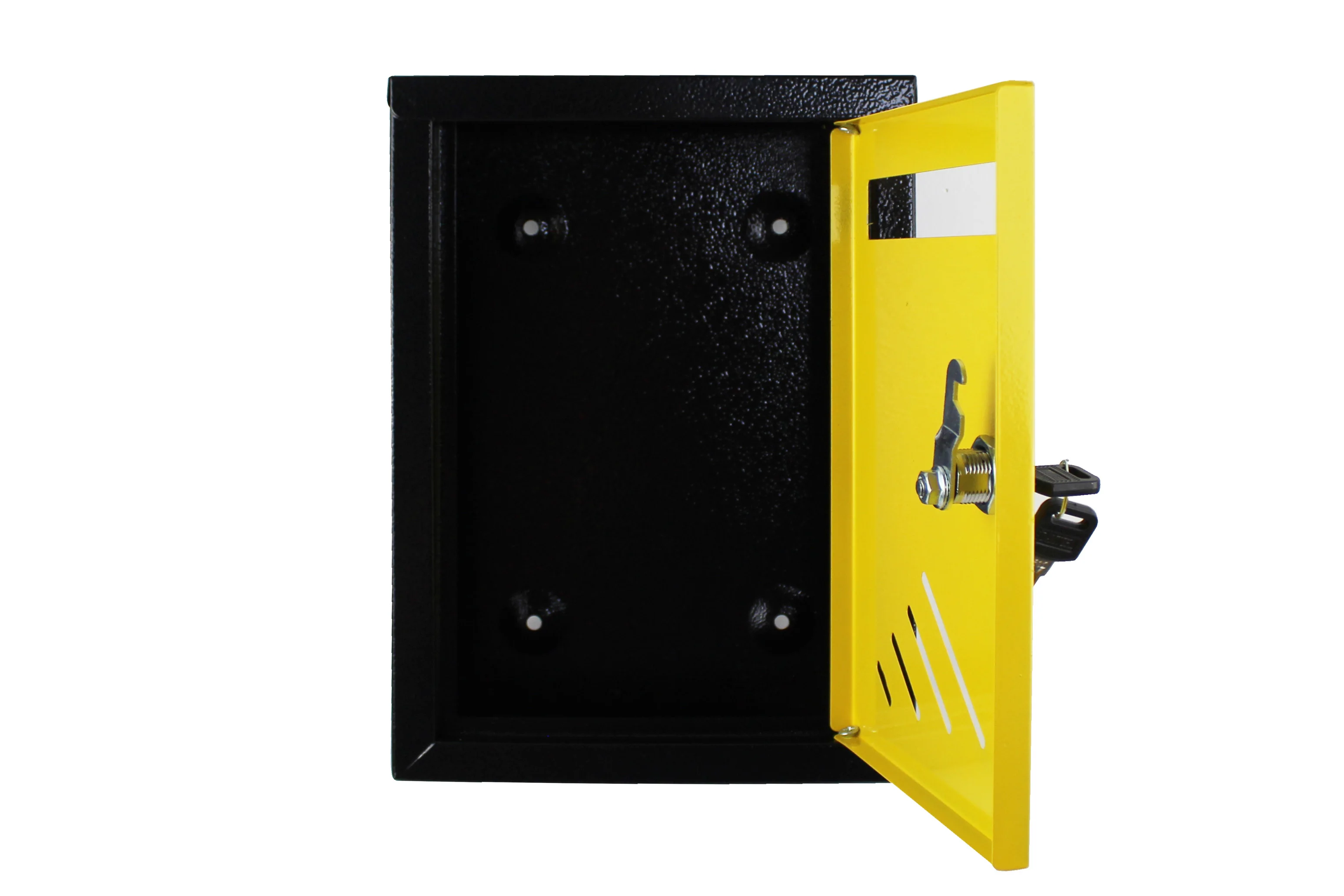 Metal outdoor mailbox with lock and keys yellow color 26.5x19.5x5.5cm.