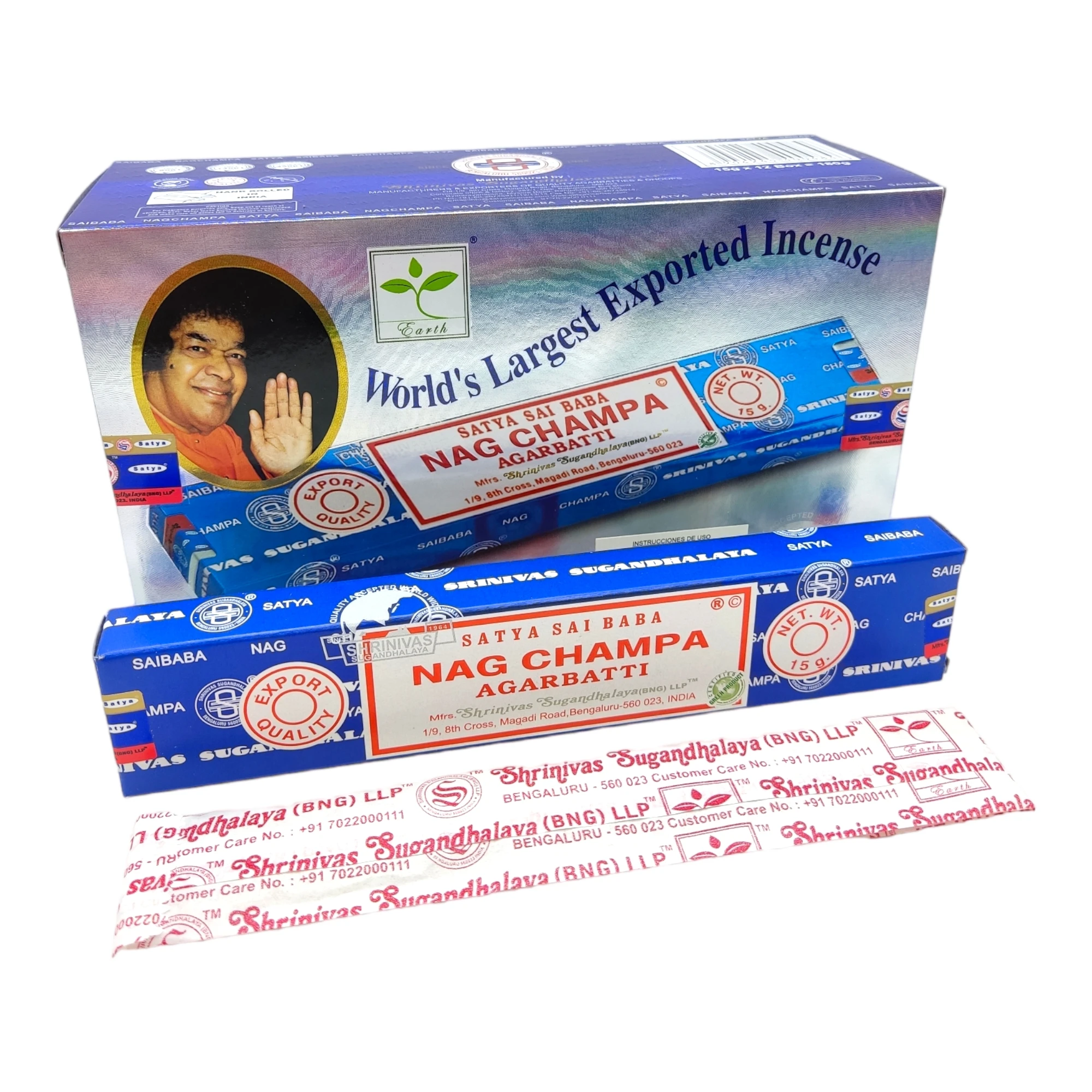 SATYA incense Nag Champa box contains 12 boxes of 15 grams each box total 180 grams-Original 100%