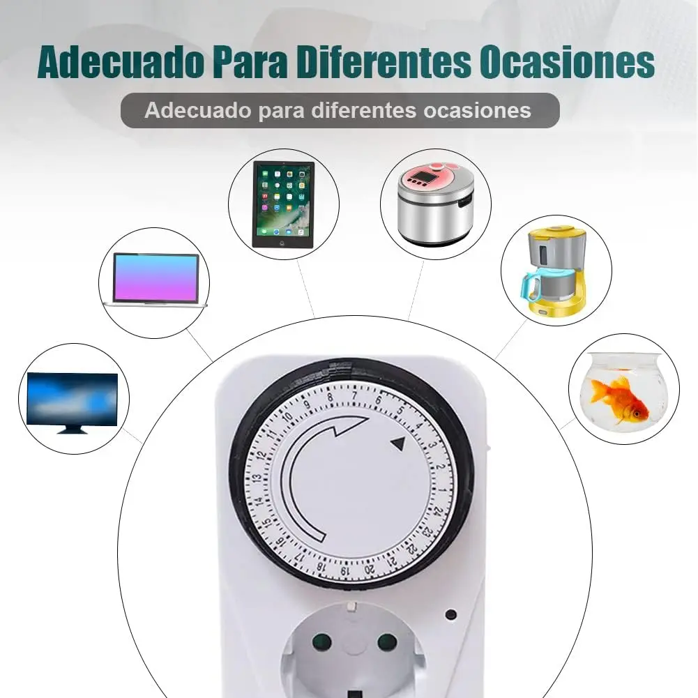 24 hour mechanical timer electrical plug, switching every 15 minutes, ON/Off switch, 230V 16A White, 1/2pcs.WKL Store