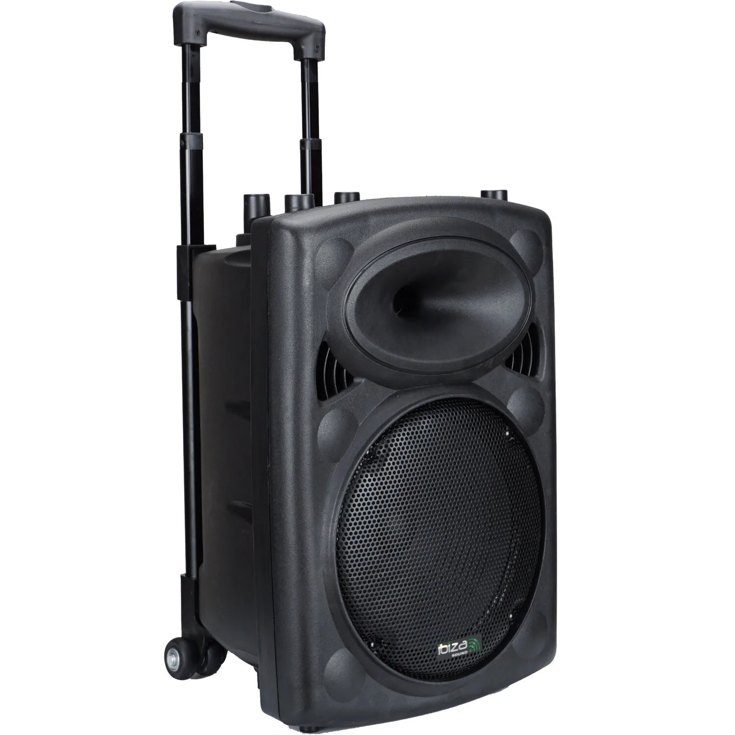 IBIZA SOUND PORT8UHF-BT Portable Bluetooth Speaker System with USB, VOX, and UHF Microphones, 400W Power, Wireless Microphone, TWS Function, Rechargeable Battery, Includes Remote Control and Protection Cover.