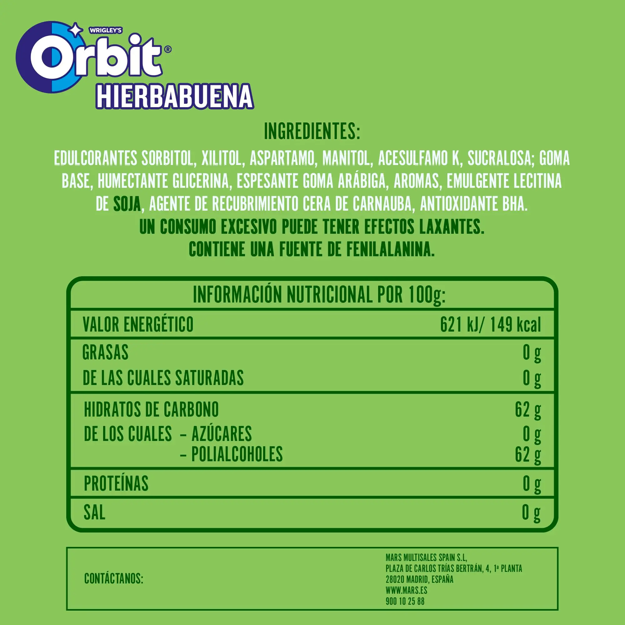 Orbit jars peppermint sugar-free chewing gum in dragees, 6x46 units