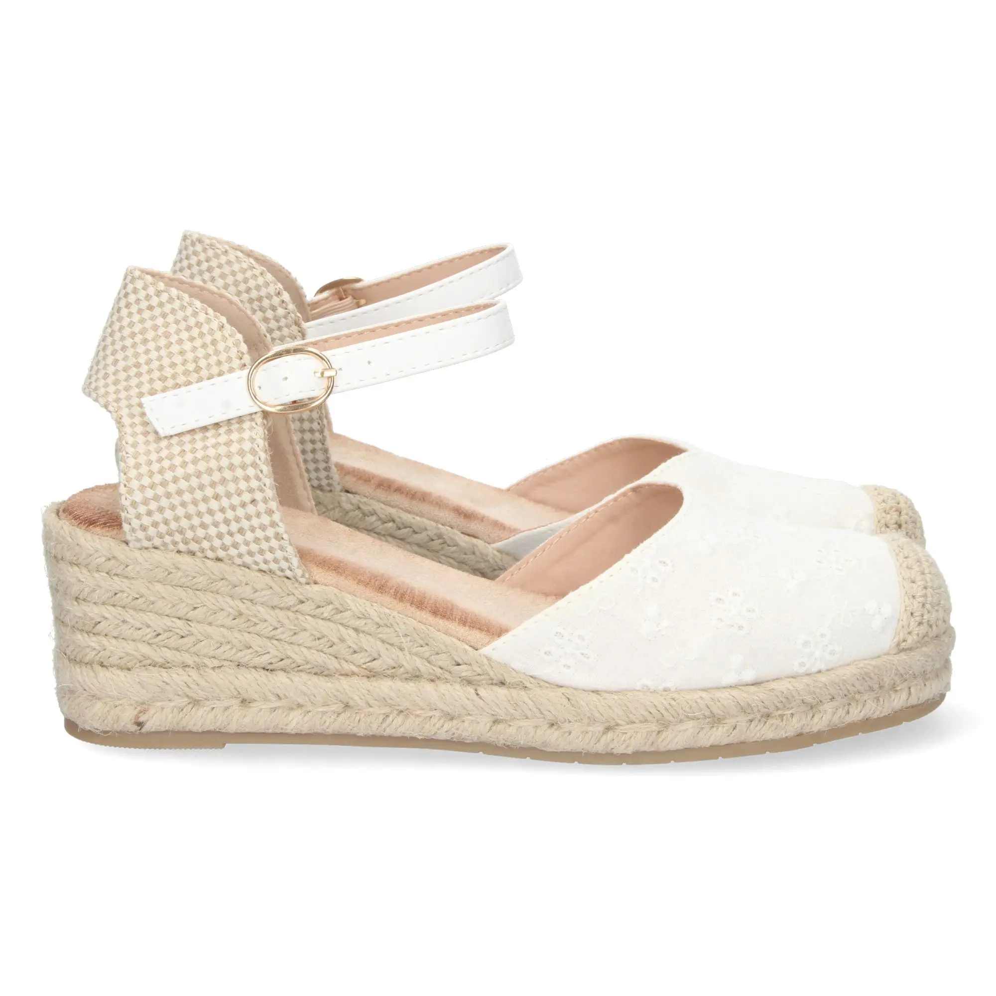 PuntoSalao Sandalias de cuña en yute para mujer color blanco