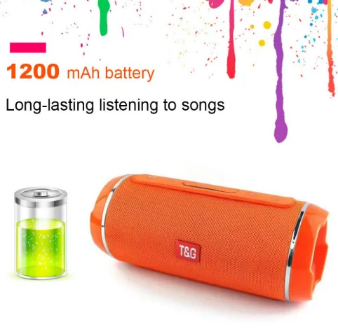 T&G Portable Bluetooth Speaker TG 116, 5W, IPX5 Waterproof, Powerful Stereo Sound for Outdoor Use, Ideal for Music Lovers, Great Portable Speaker.