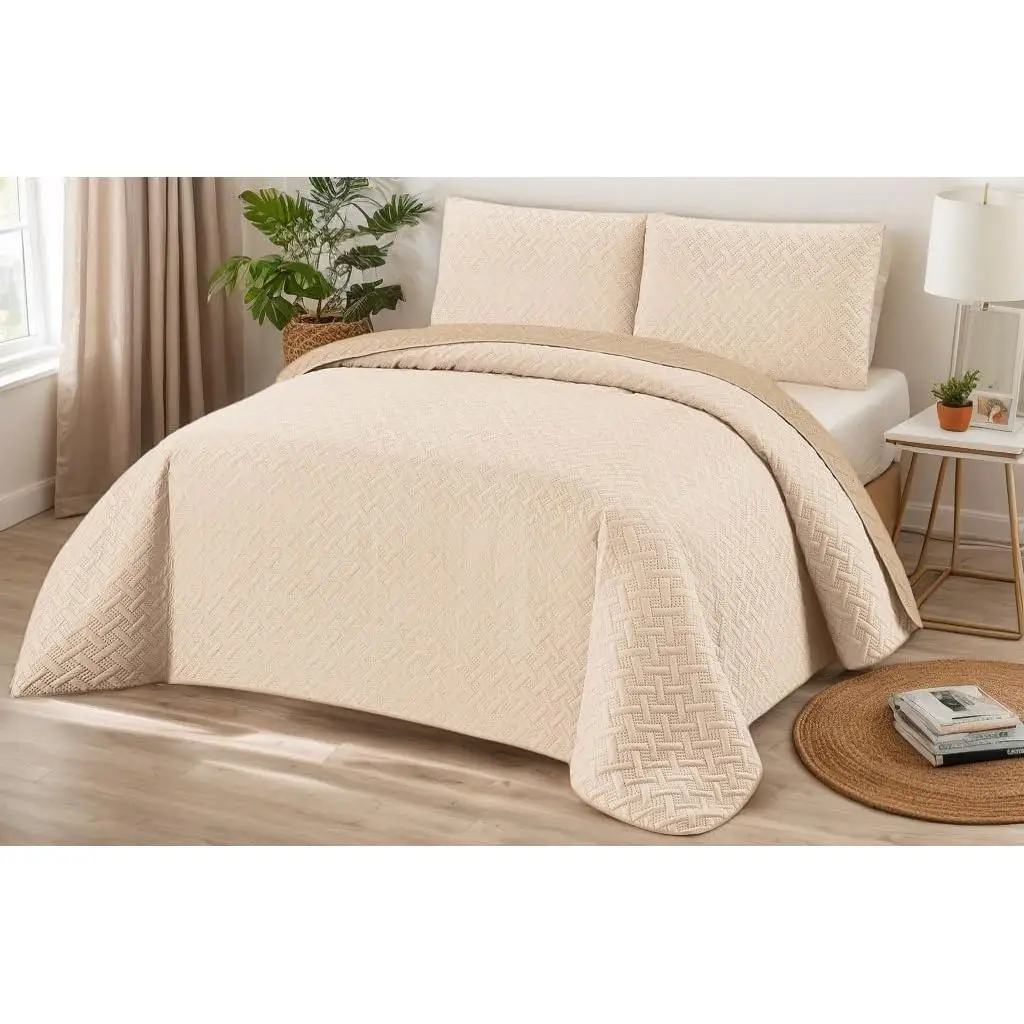 C.A | Colcha Bouti con Relieve Geométrico 🛏️ | Juego de Funda Nórdica y Fundas de Almohada | Suave y Confortable