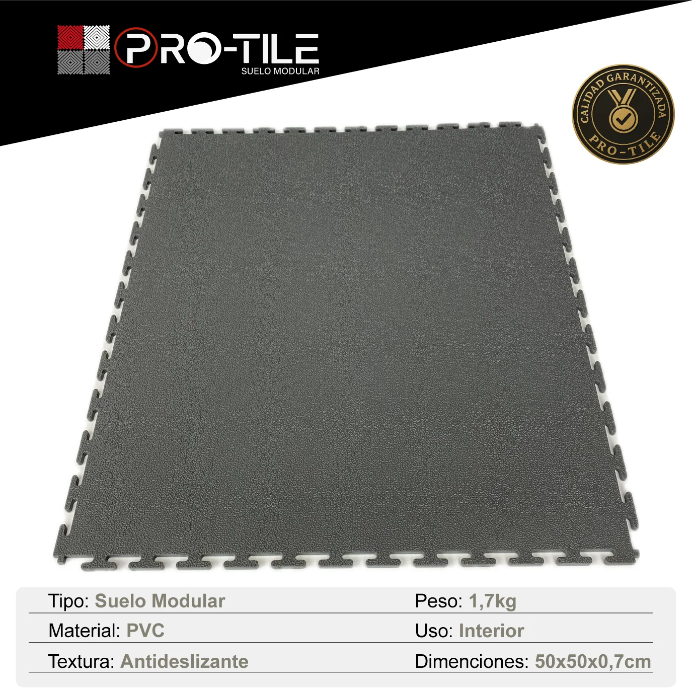 Suelo Modular para garajes, talleres, lavadero. suelo modular de PVC para taller. Loseta de modular plásticos. Suelo antihumedad para garaje. marca PRO-TILE.