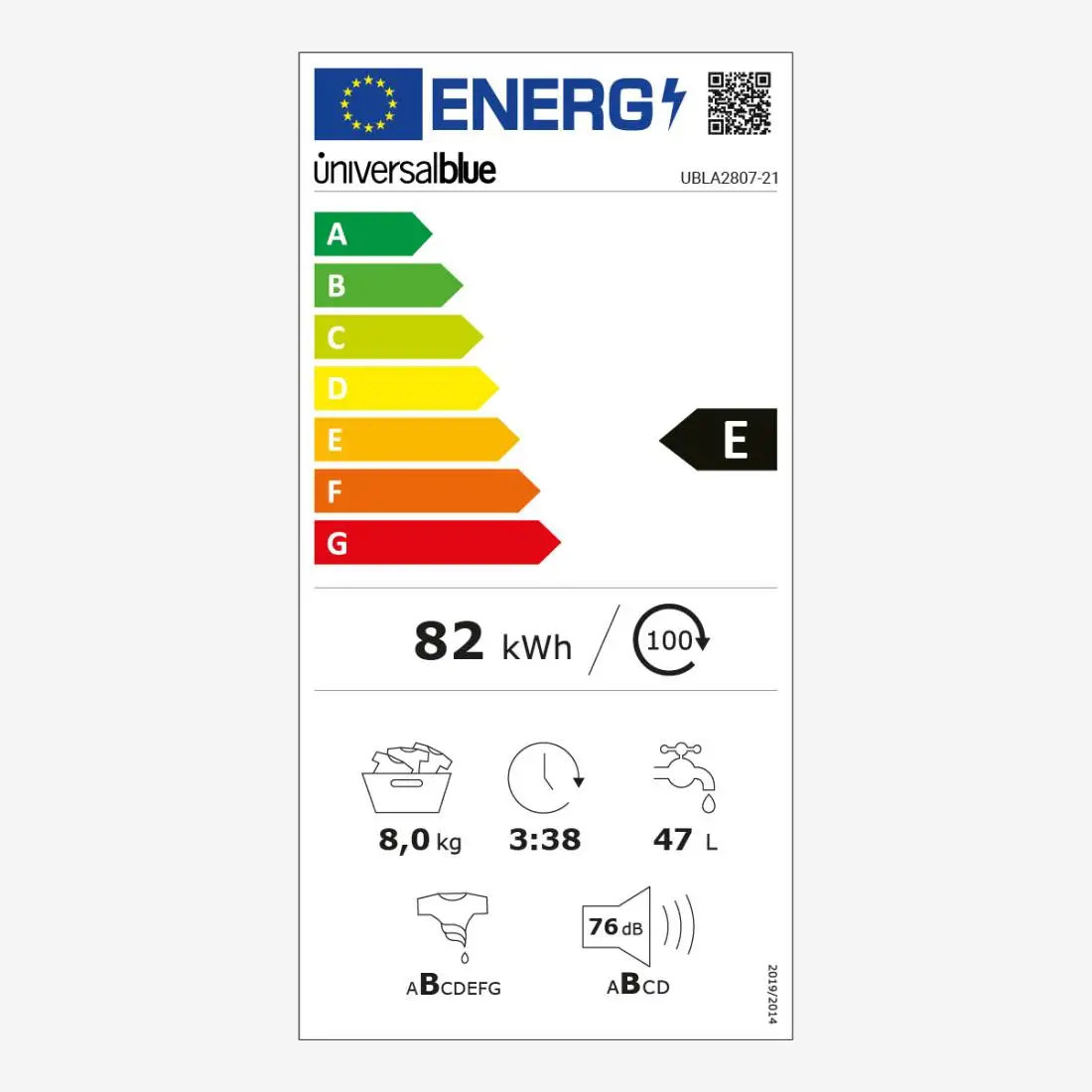 Universalblue 4008w ibiza washing machine 8 kg front load white digital display energy saving