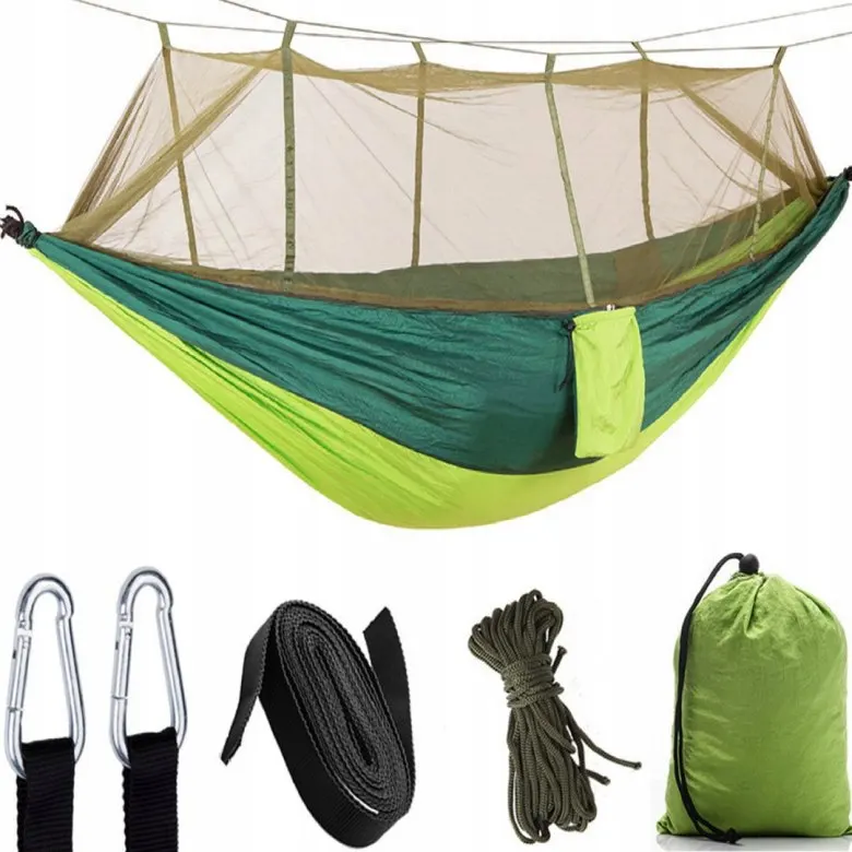 Hamacas de camping con mosquitera portátil para dos personas, 260 x 140 cm, peso de carga: 200 kg