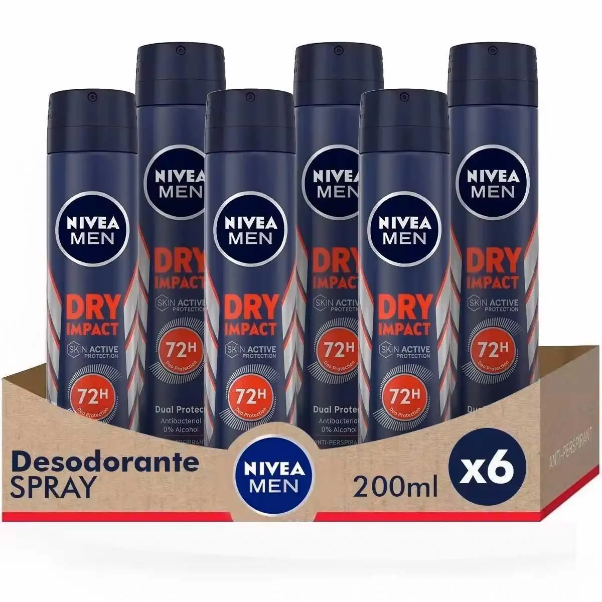 NIVEA MEN Pack saving-Dry Impact Spray deodorant for MEN 200ml x 6 pieces