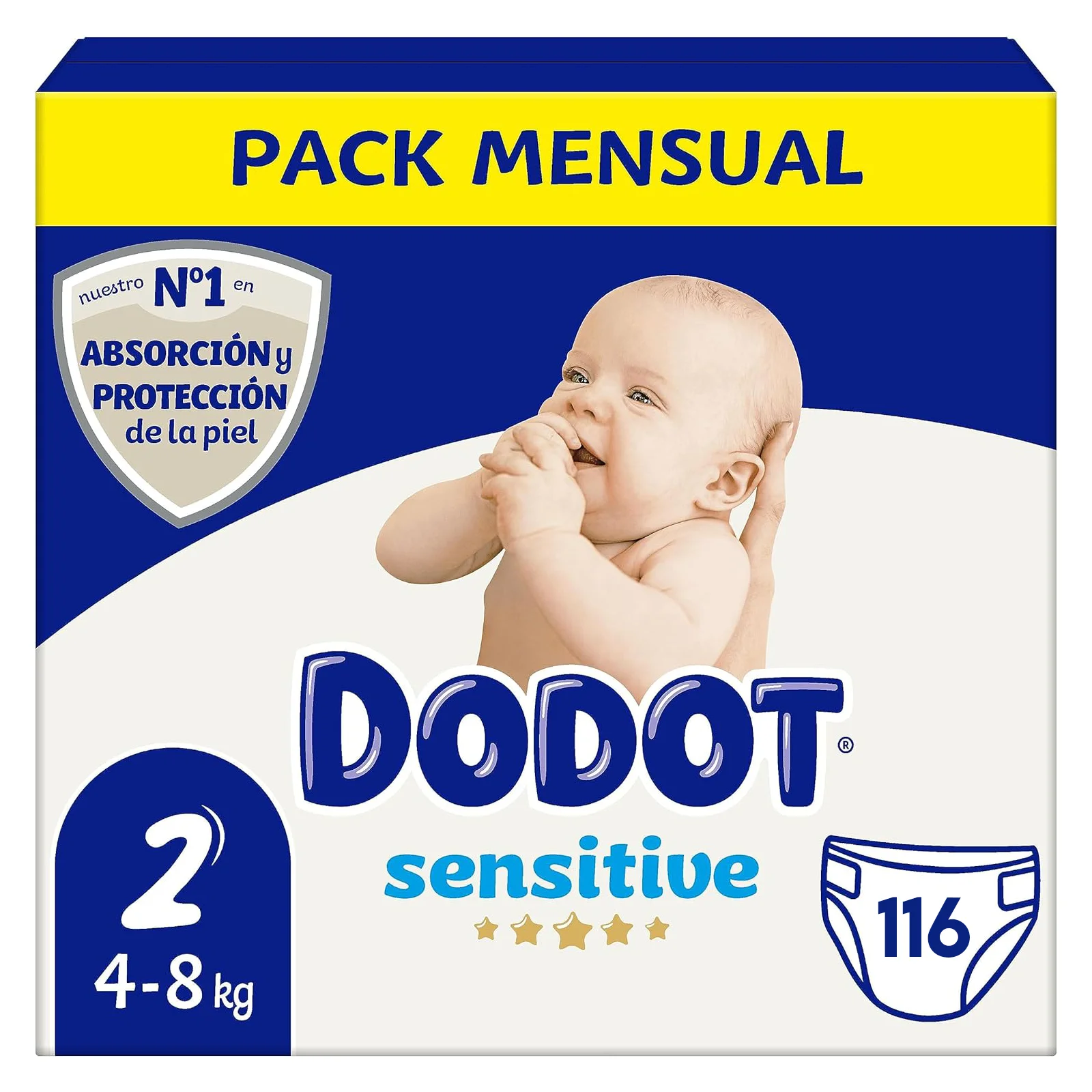 PACK de 2 - DODOT PAÑAL SENSITIVE TALLA 2  (2 x 58 UNIDADES)