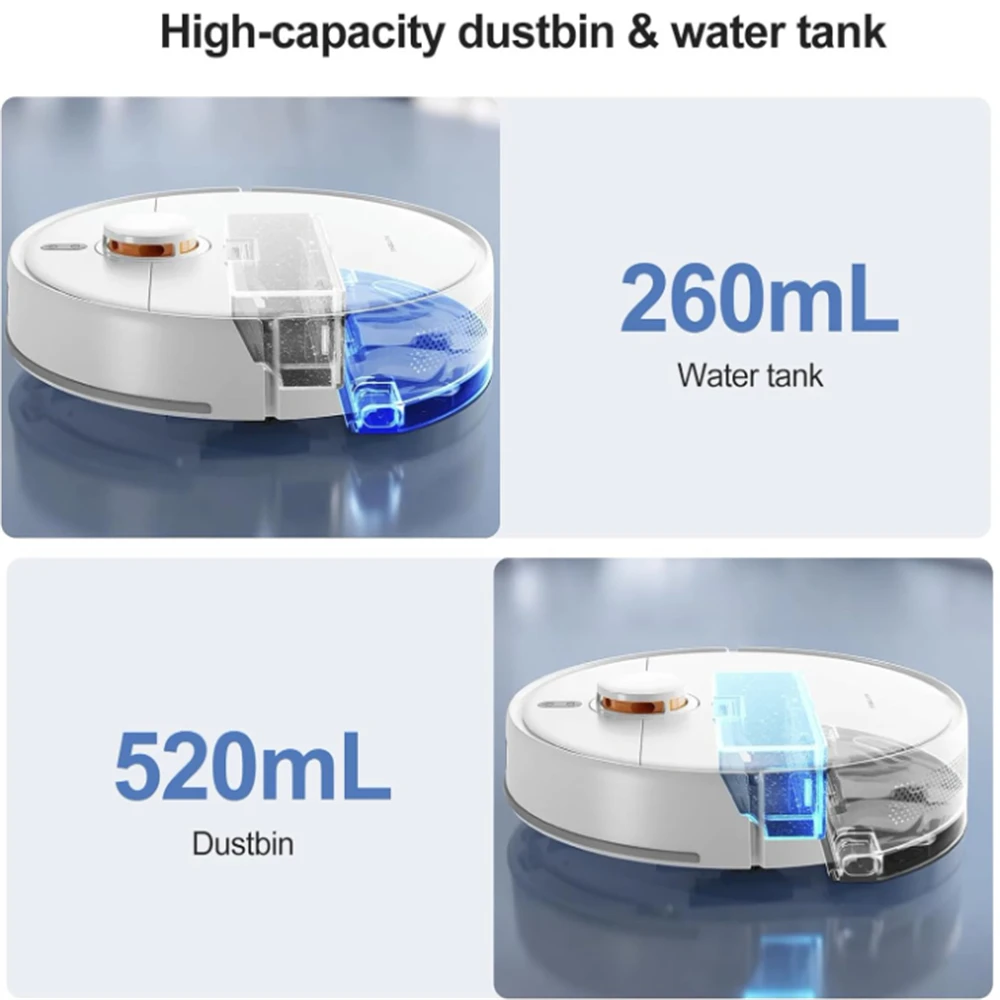 Xiaomi Robot Vacuum S40C, Potente ventilador de succión 5000 Pa, Depósito de agua y depósito de polvo de alta capacidad 8