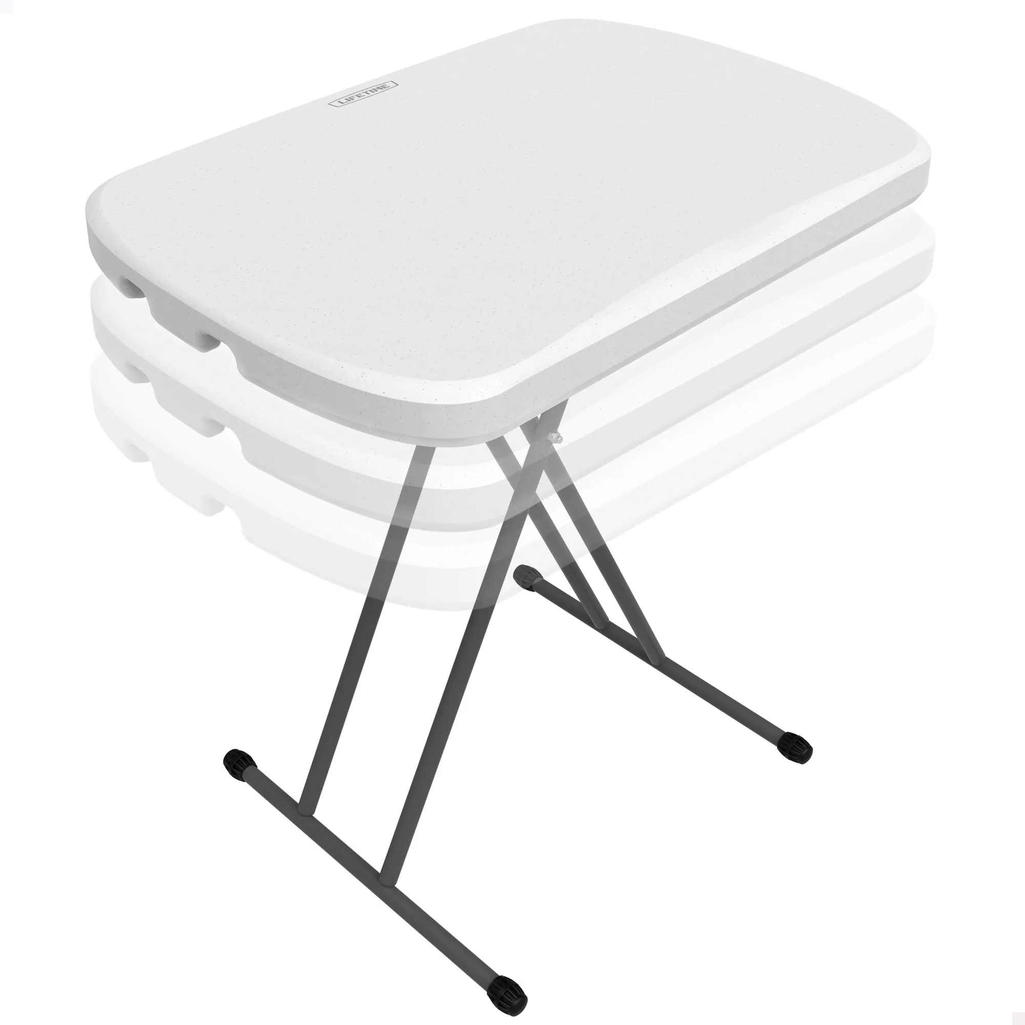 Lifetime - Mesa auxiliar plegable portátil, altura regulable hasta 71 cm,  máx. 136 kg, polietileno de alta densidad, estructura de acero, resistente al agua, a manchas y rayos UV