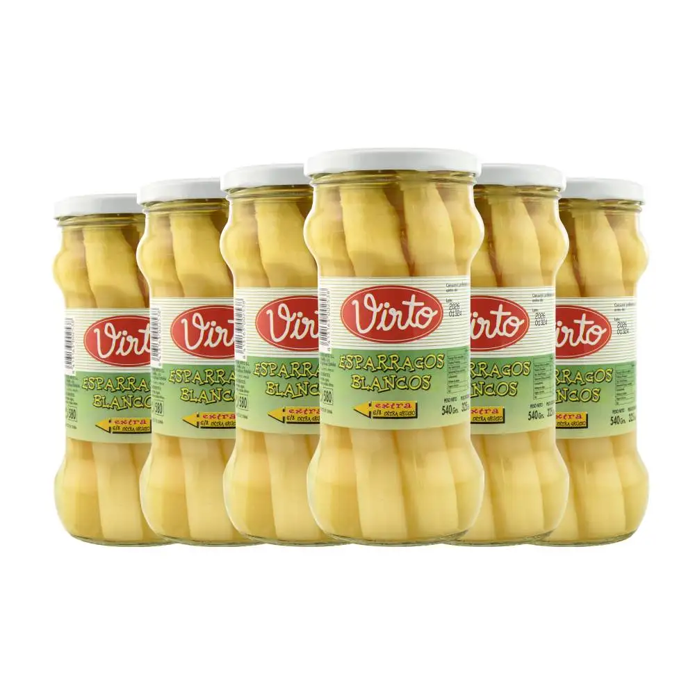 Espárragos blancos Extra Virto 6-8 ud 540 g pack de 6 frascos