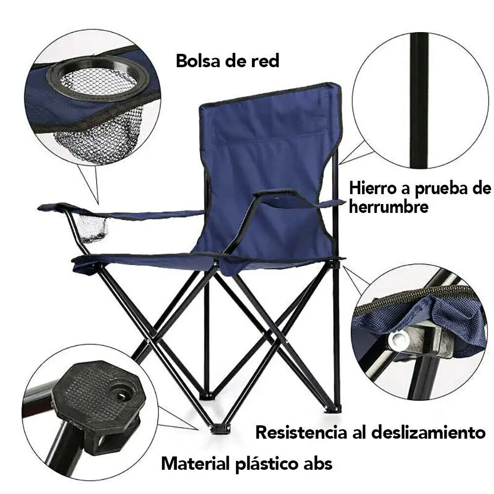 50x50x80cm Steel Camping Folding Chair Camping Fishing Chair Heavy Duty Steel Frame Waterproof Canvas Seat