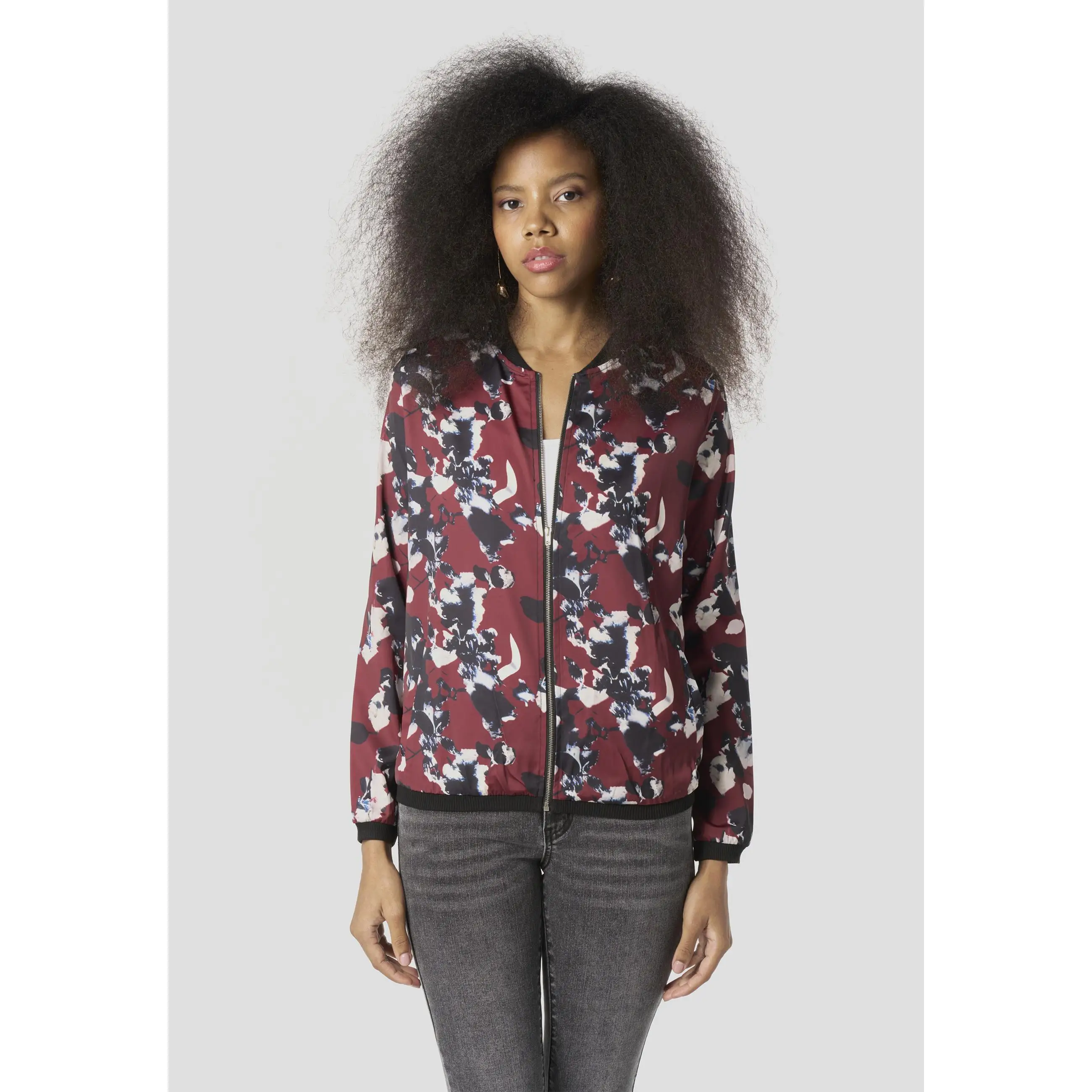 Koroshi Bomber Chaqueta Mujer Estampado Bicolor Relajada | Koroshi