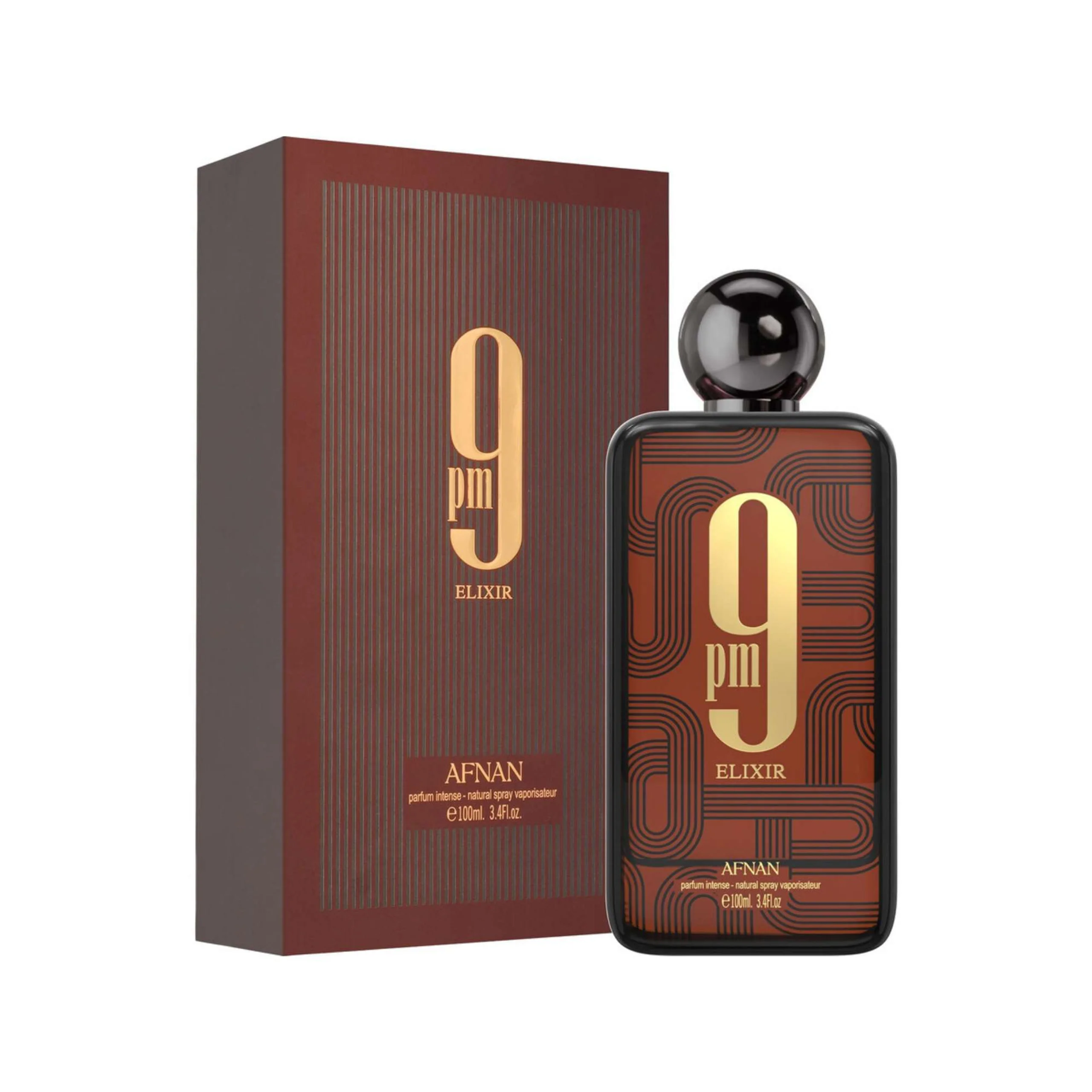 Afnan 9PM Elixir Eau de Parfum 100 ml - Perfume Árabe Unisex de Larga Duración - Fragancia Amaderada, Dulce y Sensual para Hombre y Mujer