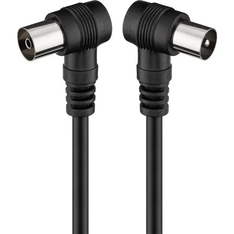 Wentronic Goobay 11526 - Cable coaxial de 2,5 m/Macho y Hembra/Conector Antena TV/Ángulo 90 Grado/Negro