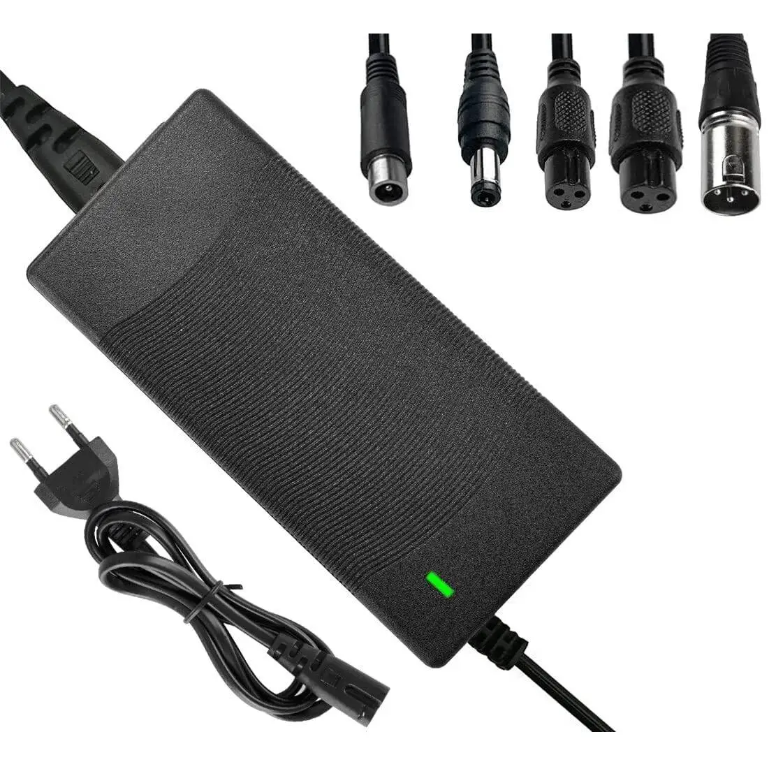 FGNS Cargador Rápida 42V 2A para Patinete Eléctrico compatible para xiao-mi M365, ninebot, segway ES1/ES2/ES4, Hoverboard y Bicicleta de Equilibrio - Adaptador de Corriente Universal con Indicador LED