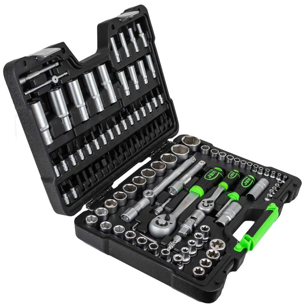 Professional Tool Case 108 P. Zinc Hexagonal Sockets, Two Ratch, One 1/4